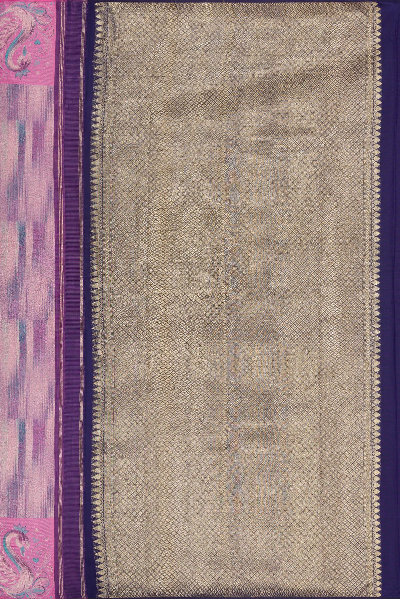Lavender Dual Tone Kanjivaram Tissue Silk Saree - Image 7