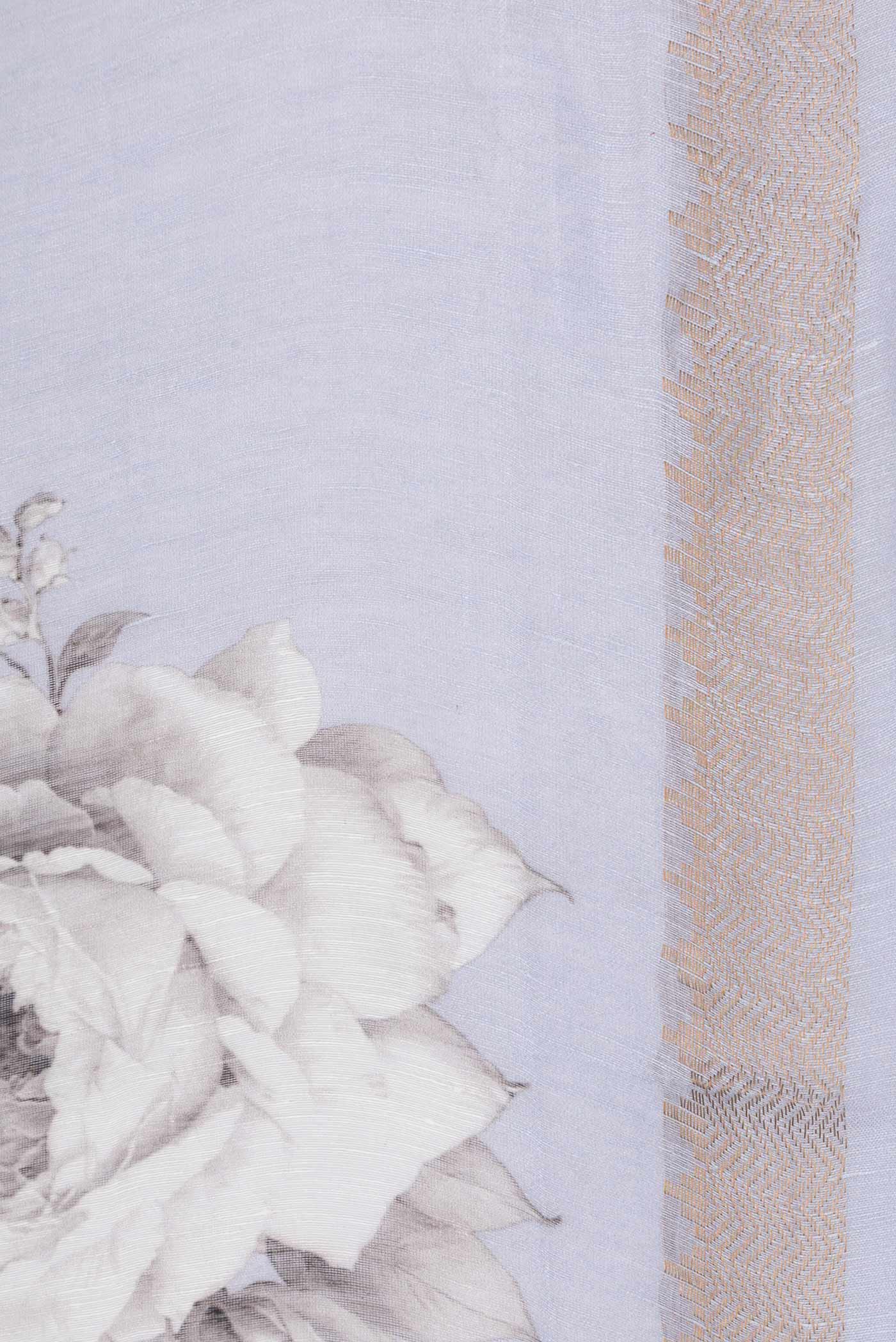 Lilac Linen Saree - Image 3