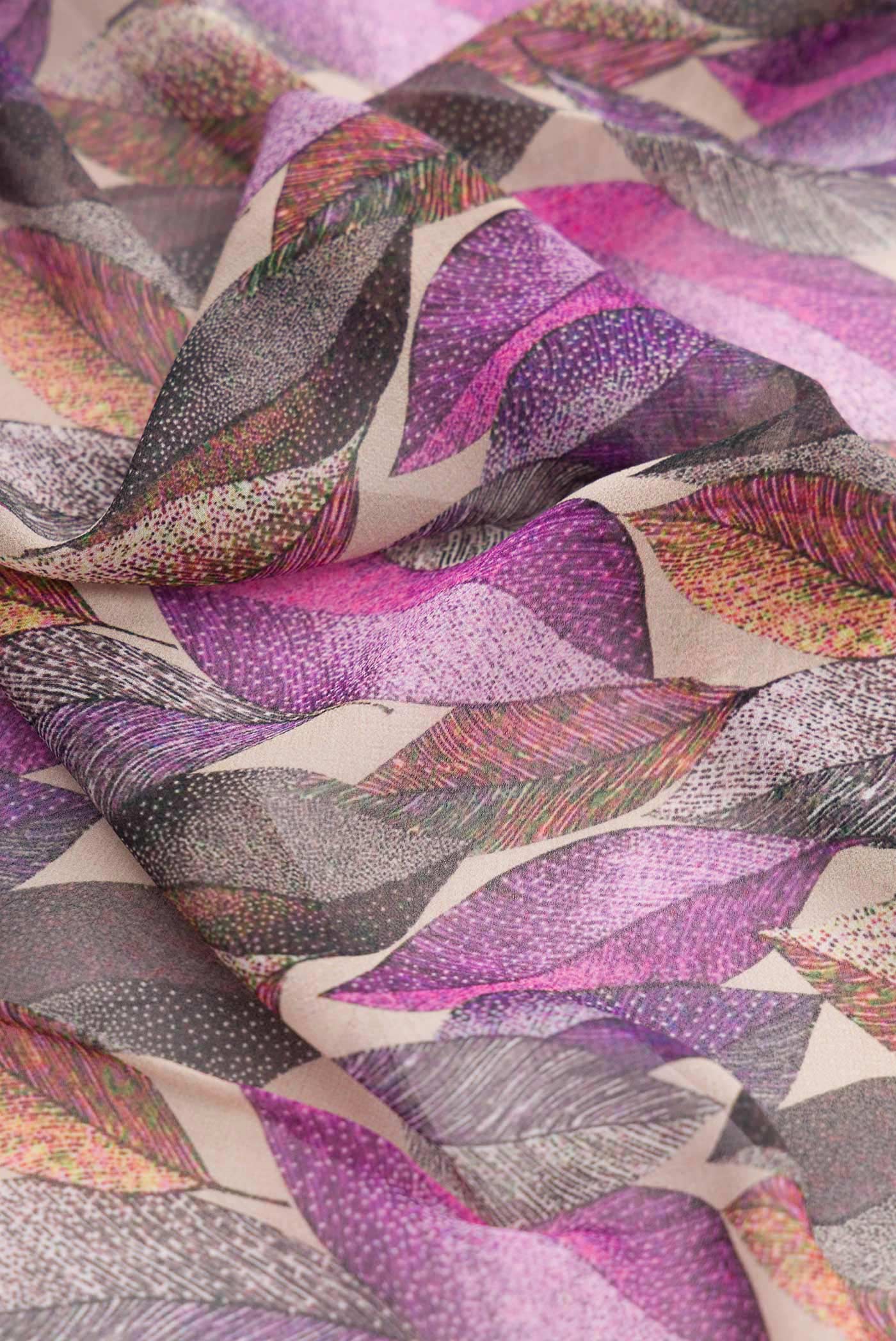 Lavender Dual Tone Mysore Georgette Saree - Image 2