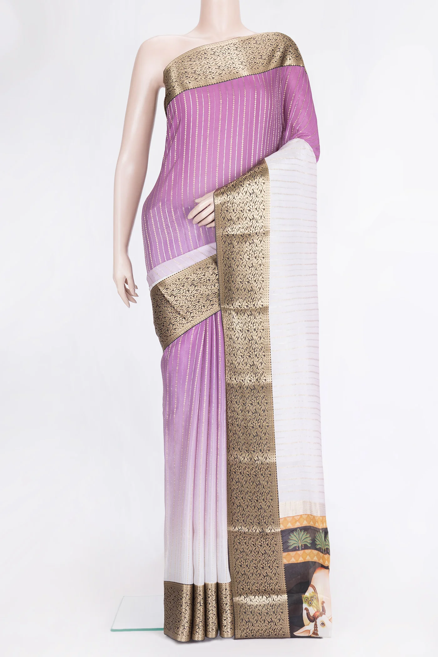 Lavender Mysore Crepe Saree