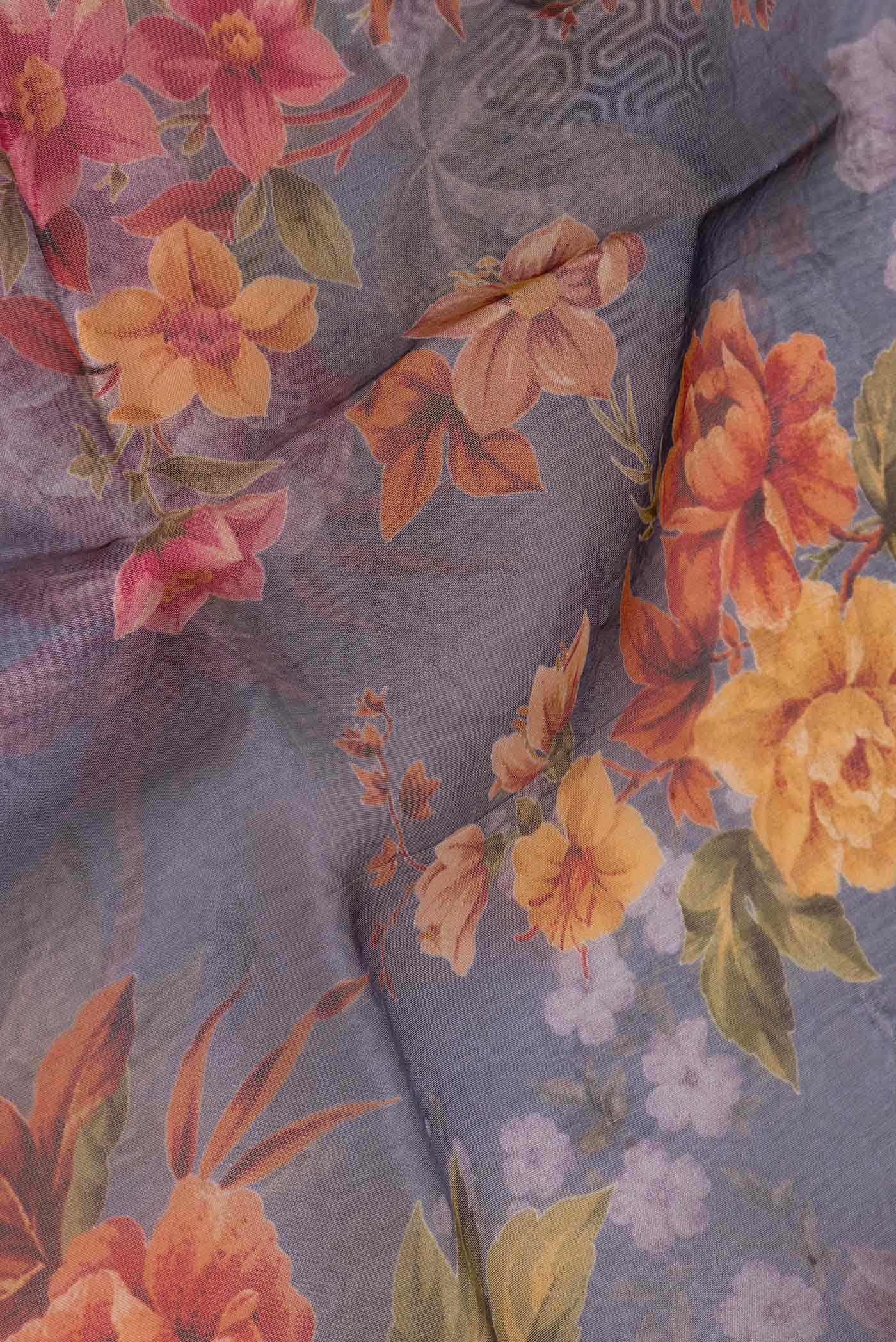 Lavender Dual Tone Organza Silk Saree - Image 2