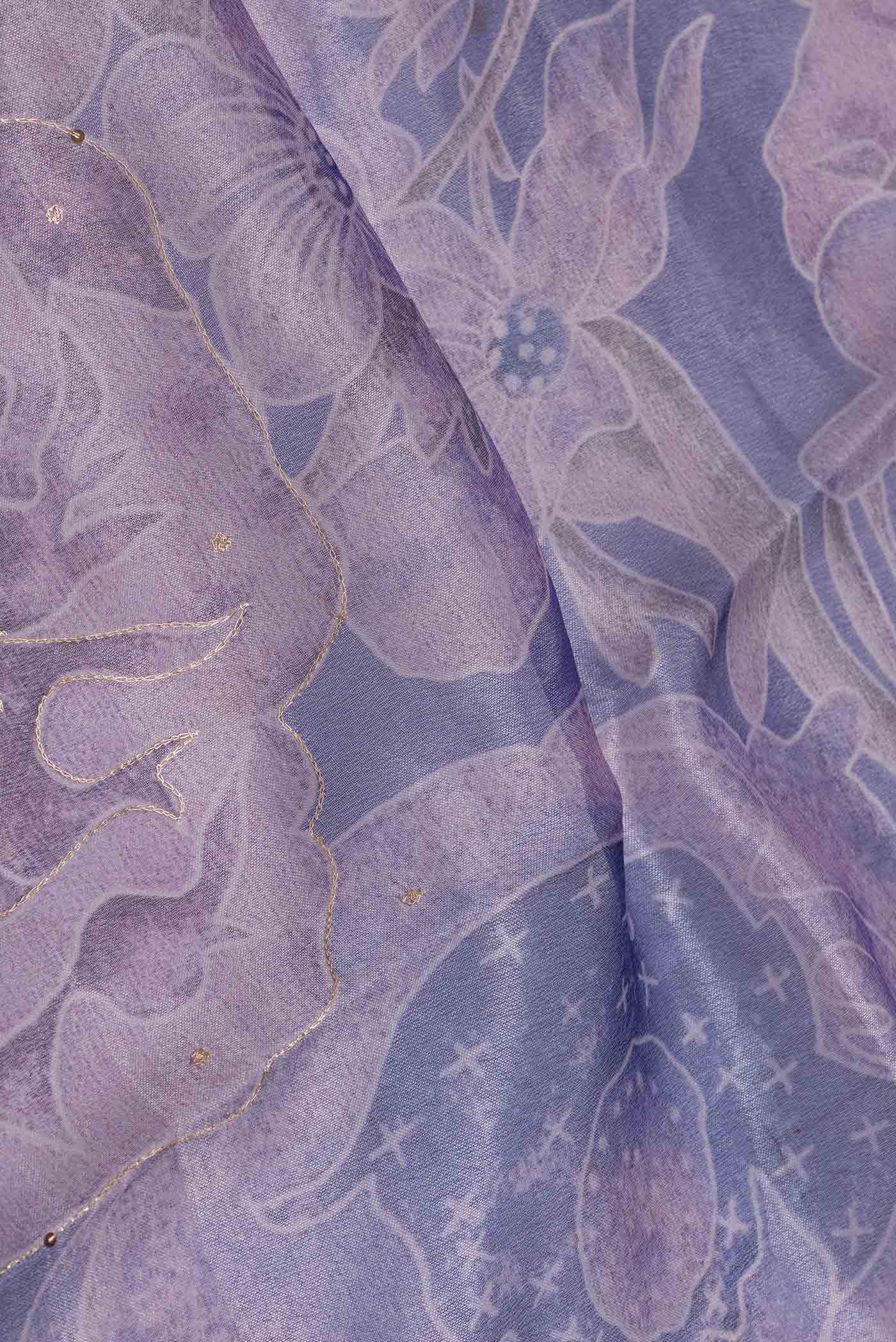 Lavender Dual Tone Organza Silk Saree - Image 2