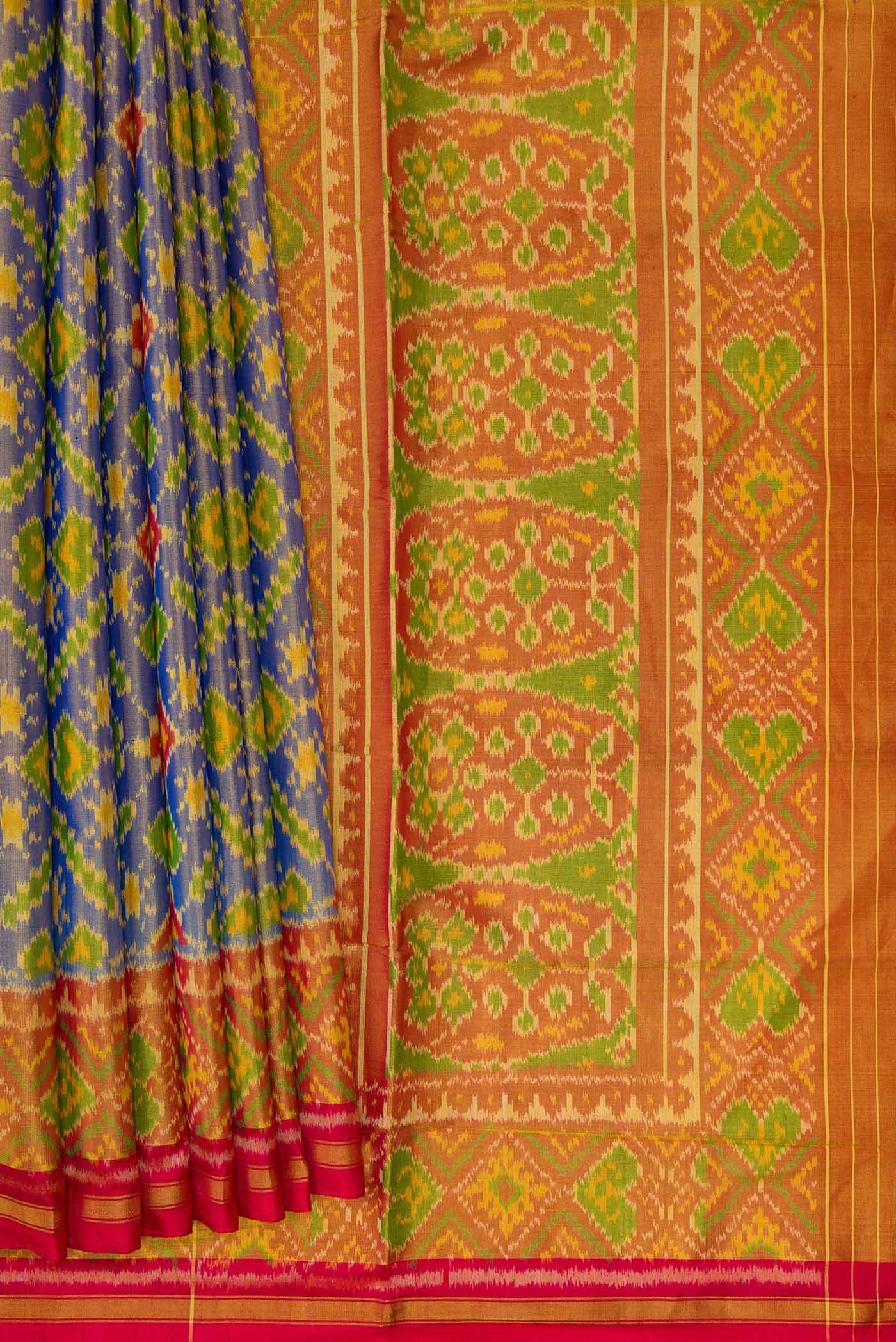 Blue Dual Tone Rajkot Patola Silk Saree - Image 4