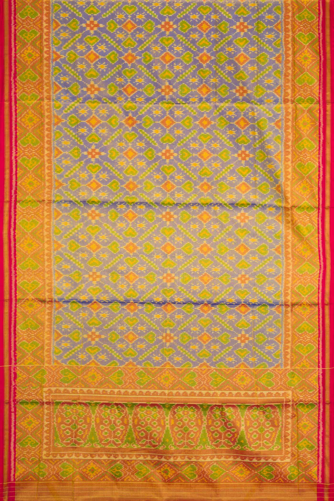 Blue Dual Tone Rajkot Patola Silk Saree - Image 6