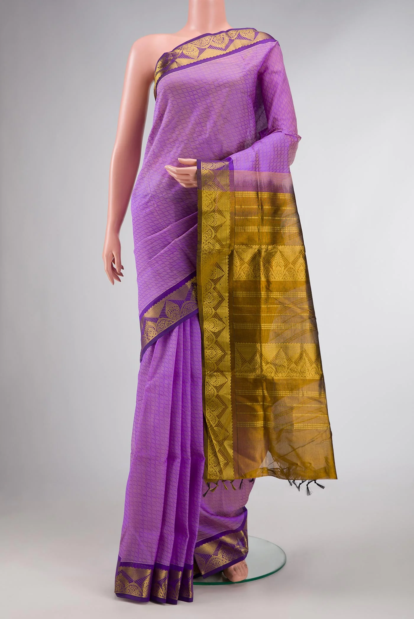 Lavender Dual Tone Silk Cotton Saree