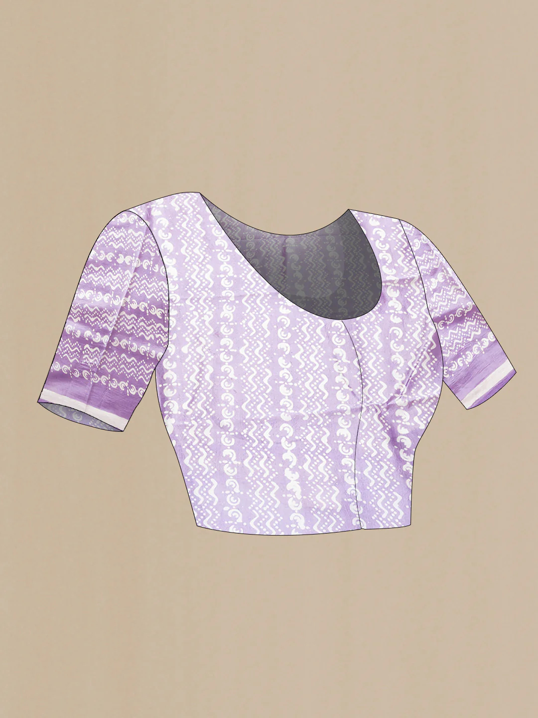 Lavender Printed Silk Saree - Image 4