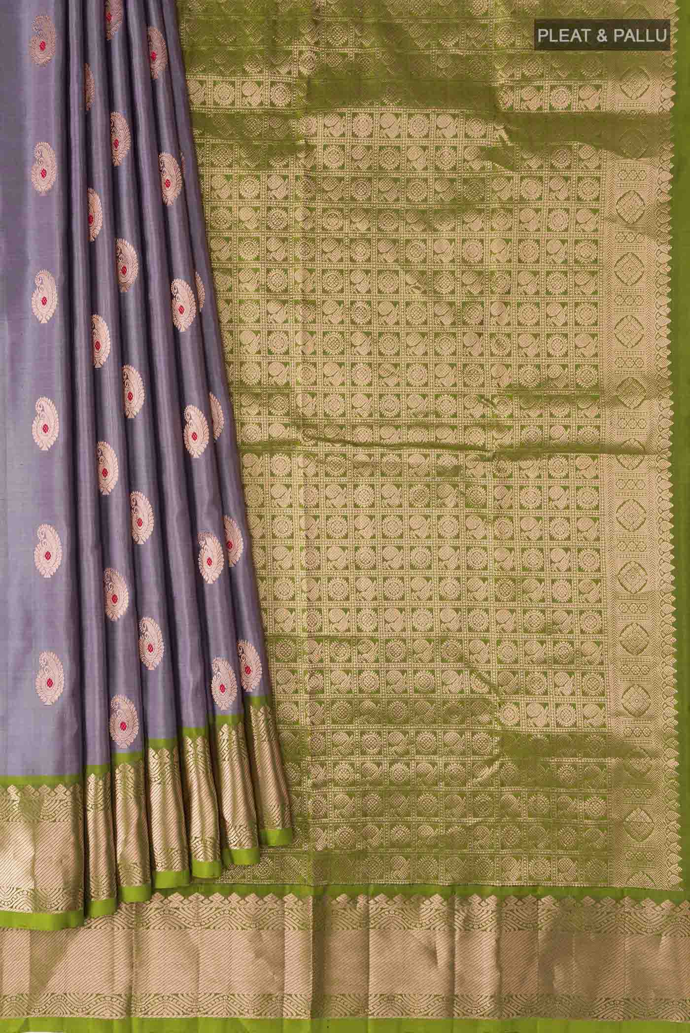 Grey Kanjivaram Silk Saree - Image 4
