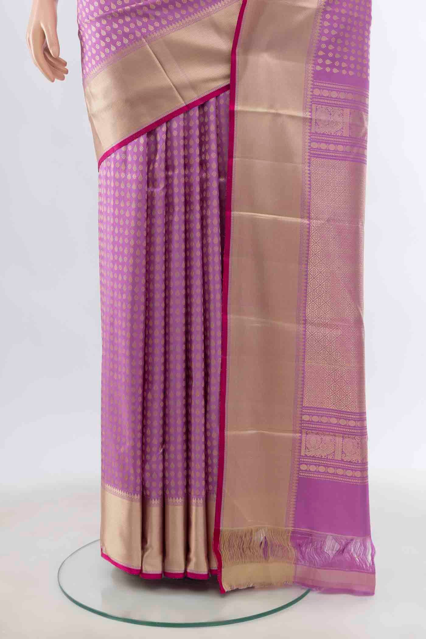 Lavender Kanchipuram Silk Saree - Image 3