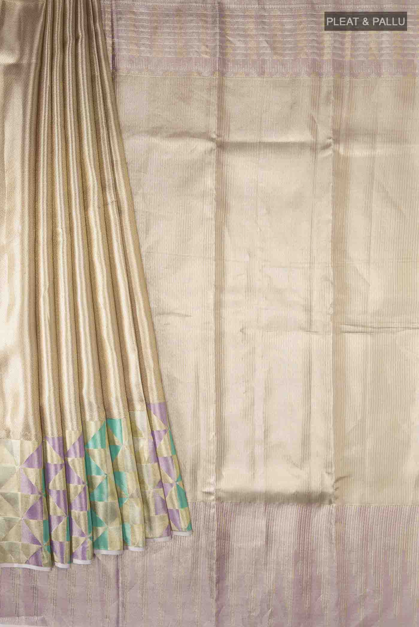 Lavender Kanjivaram Tissue Silk Saree - Image 4