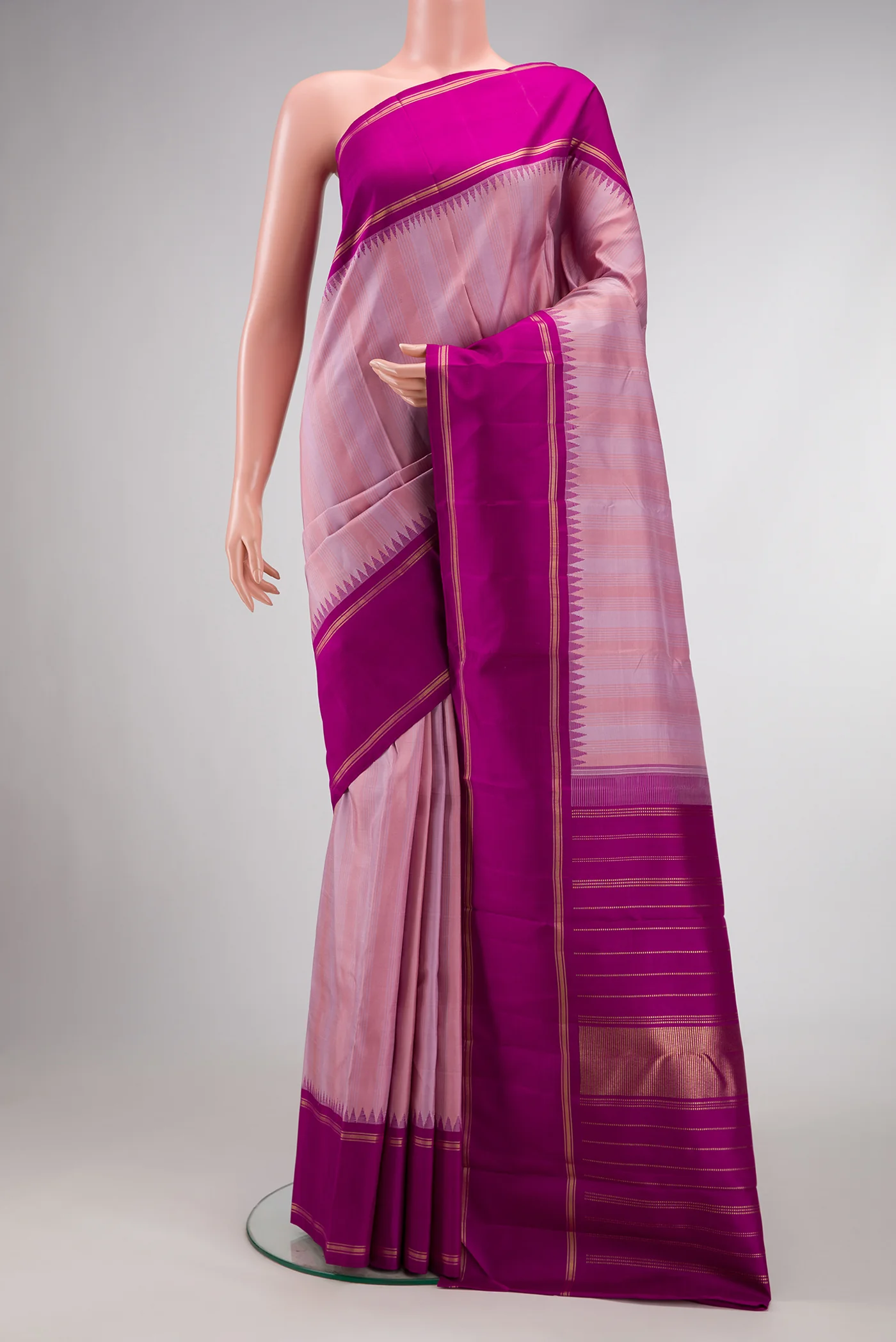 Pure Silk Pure Zari Lavender Kanjivaram Saree