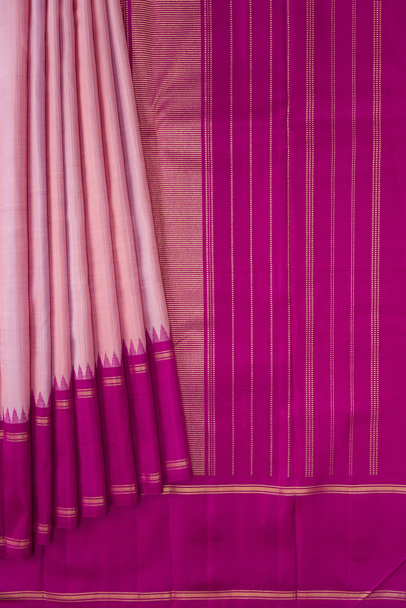 Pure Silk Pure Zari Lavender Kanjivaram Saree - Image 4
