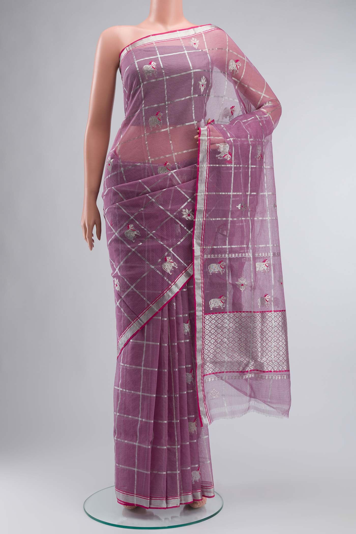 Lavender Kota Silk Saree