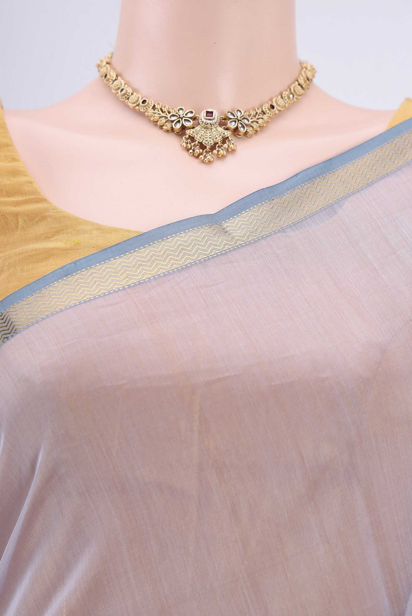 Lilac Maheshwari Silk Cotton Saree - Image 2