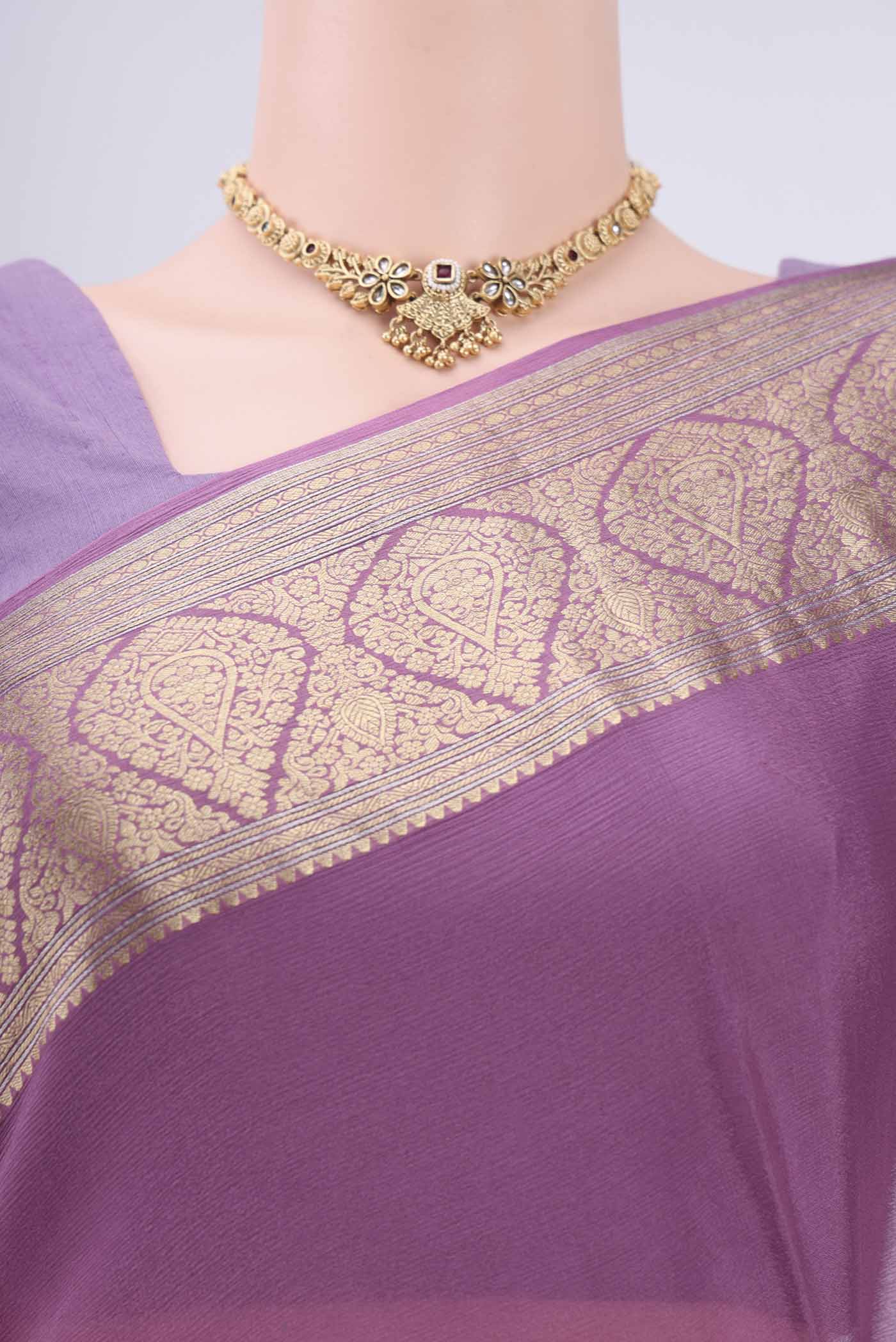 Lavender Mysore Chiffon Saree - Image 2