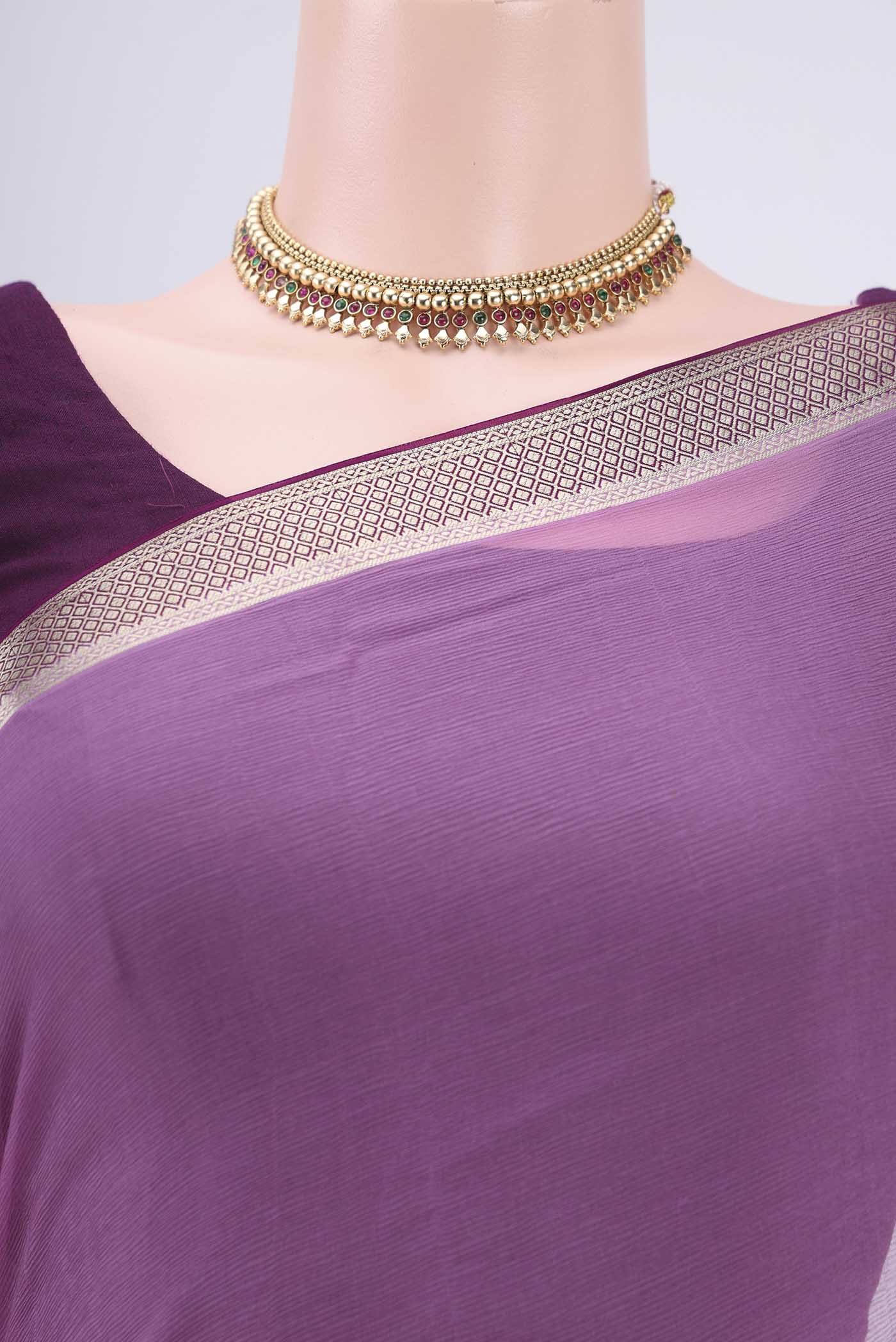 Lavender Mysore Chiffon Saree - Image 2