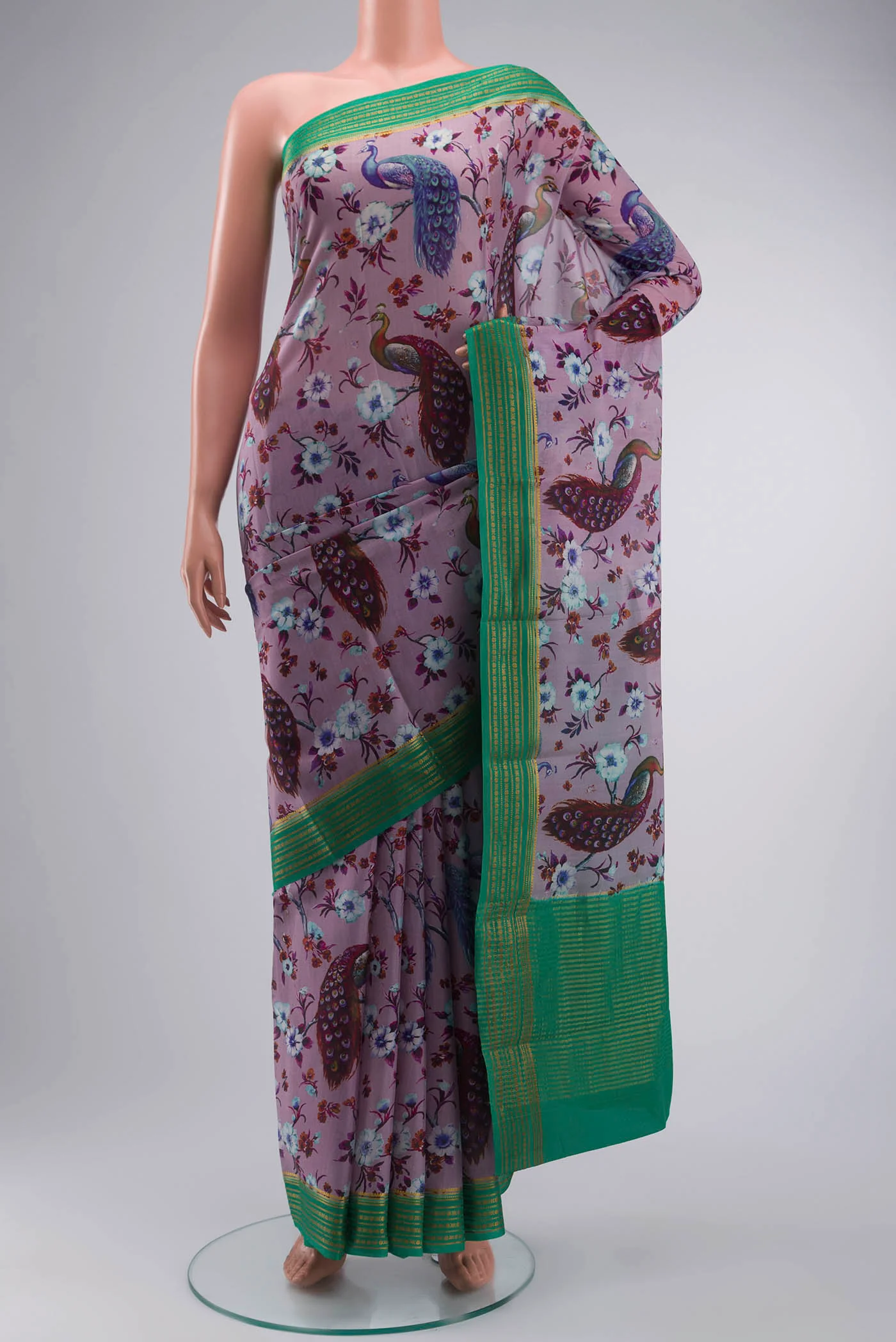 Lavender Mysore Crepe Saree