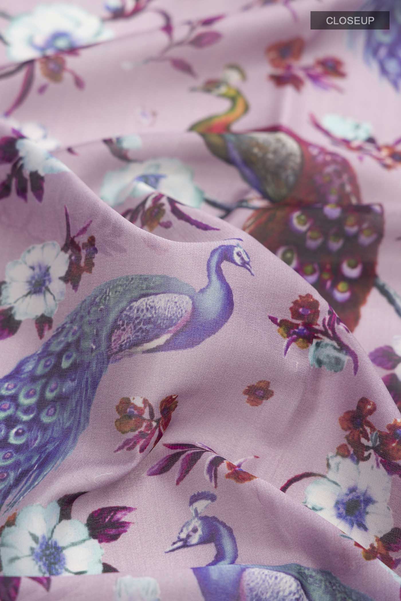 Lavender Mysore Crepe Saree - Image 2