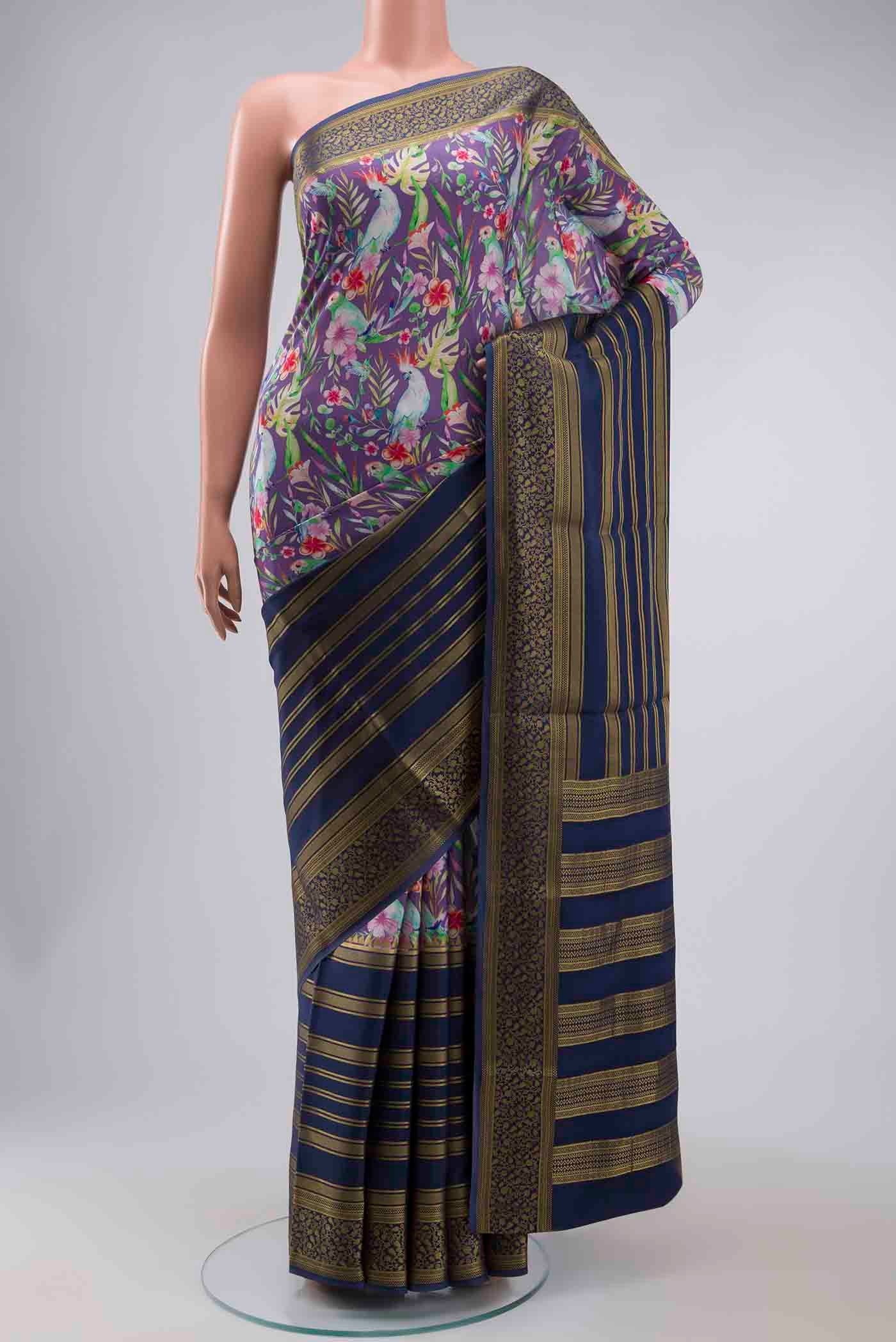 Lavender Mysore Crepe Saree