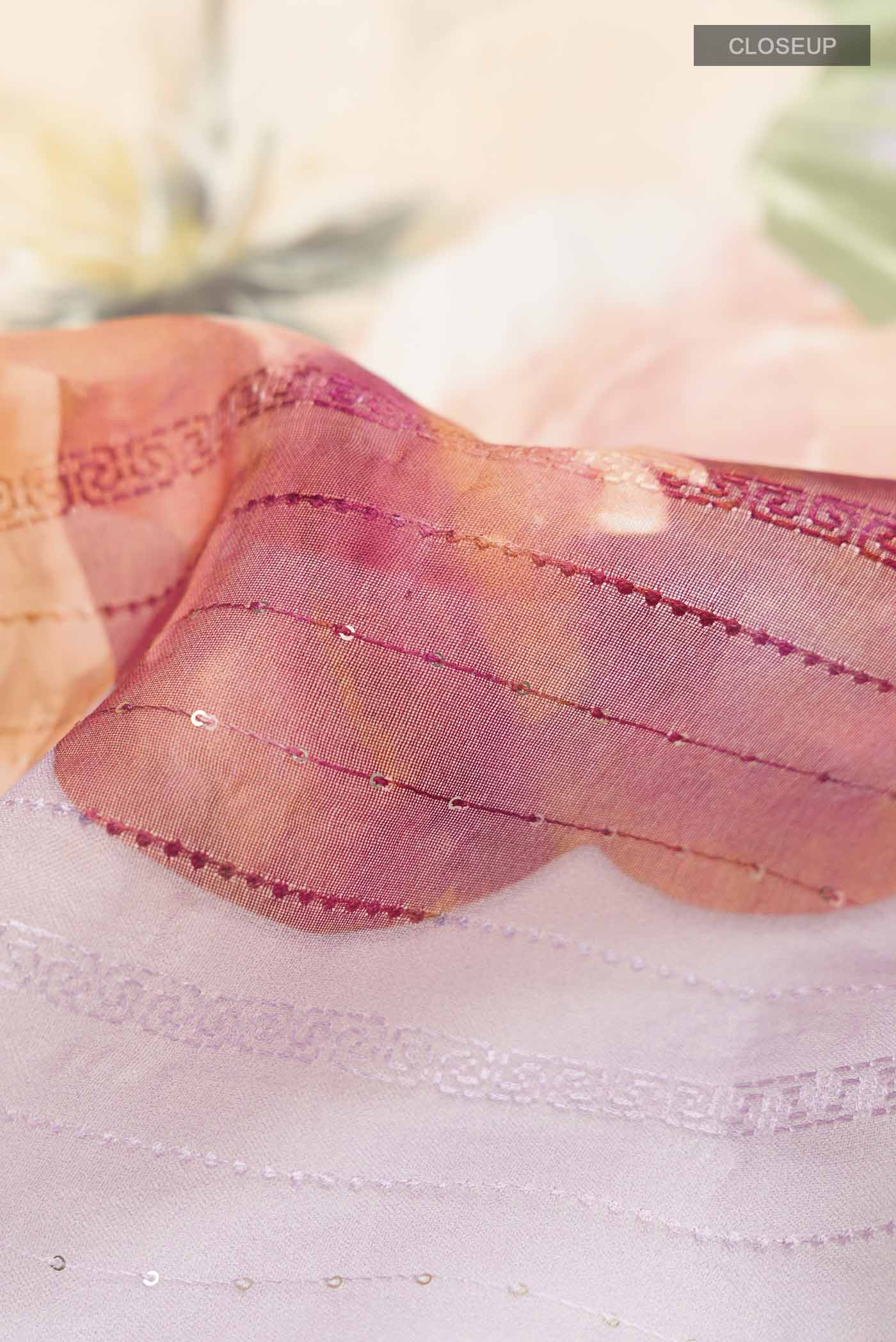 Lavender Organza Silk Saree - Image 2