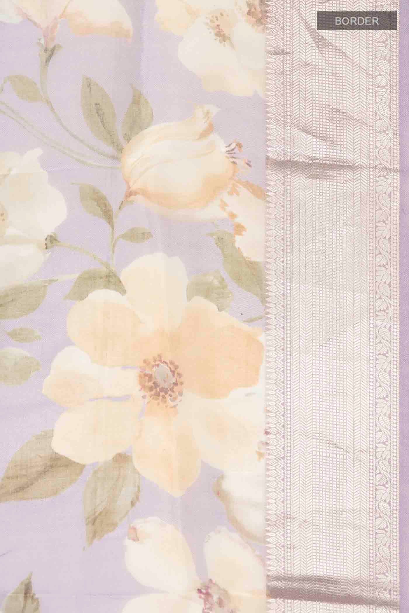 Lavender Organza Silk Saree - Image 3