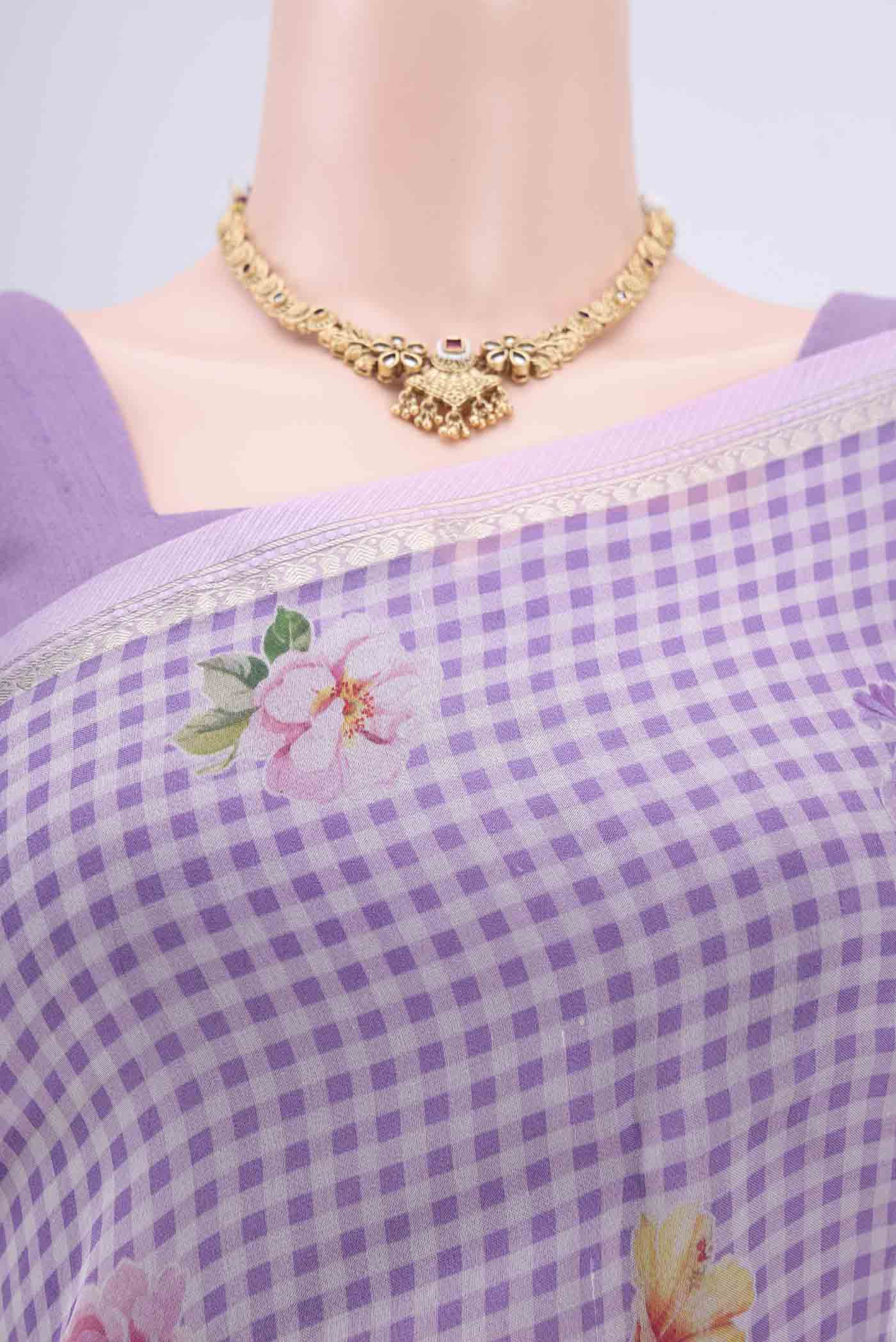Lavender Organza Silk Saree - Image 2
