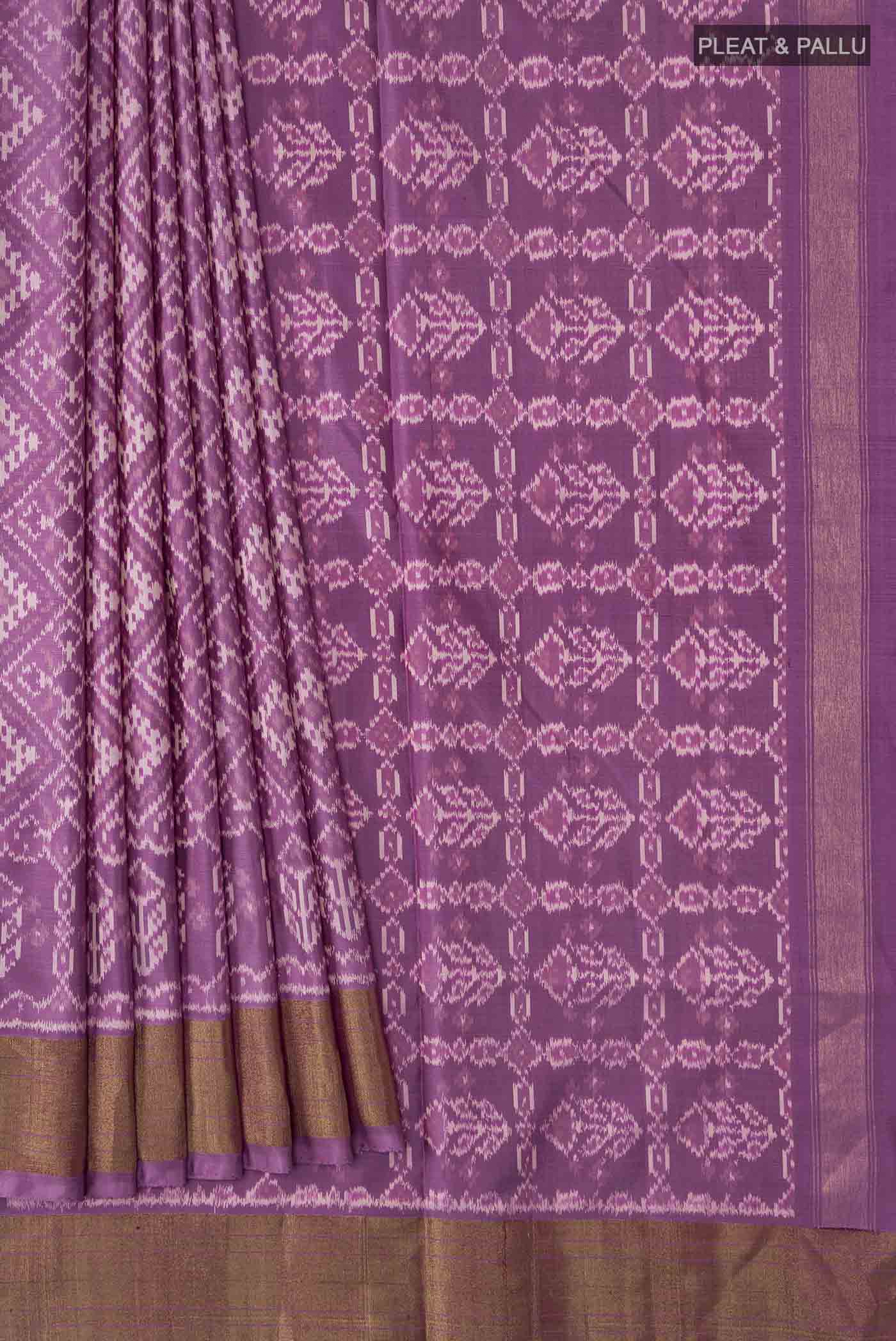 Lavender Pochampally Silk Saree - Image 4