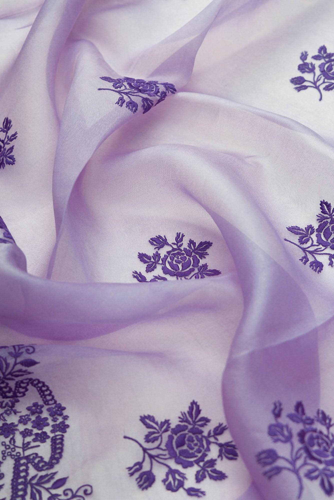 Romance of the Roses Lavender floral design saree from Embroidered Romance Collection by Nalli - Image 3