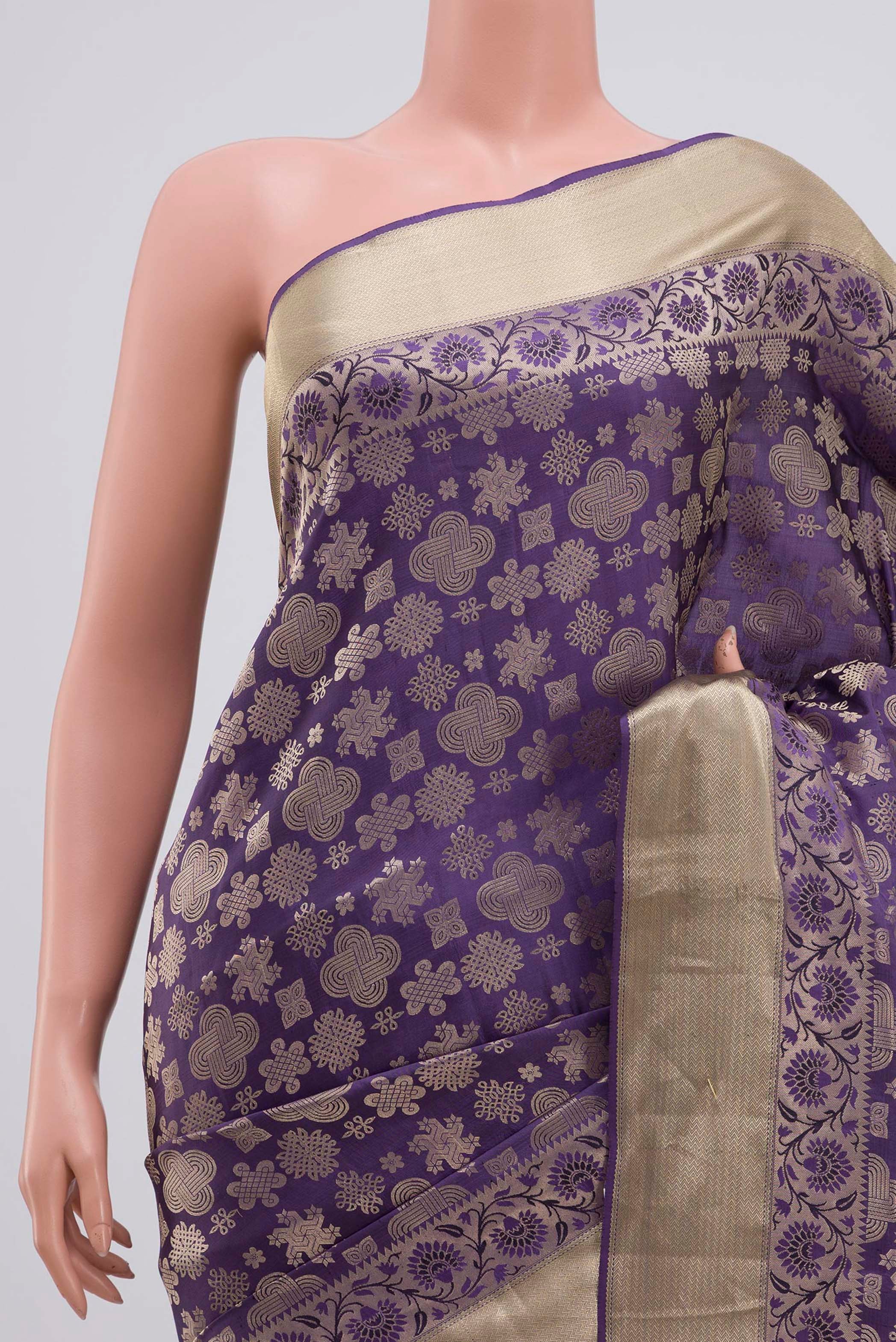 Violet Soft Silk Saree - Image 2