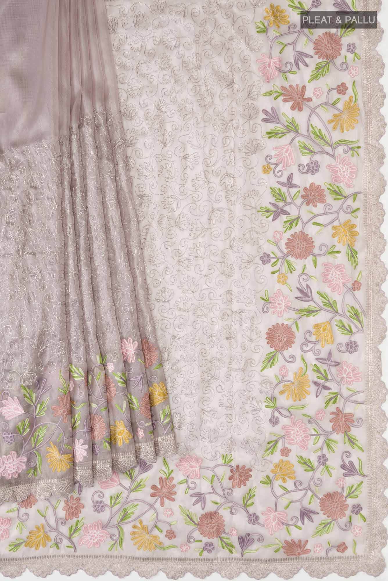 Lavender Tissue Silk Saree - Image 2