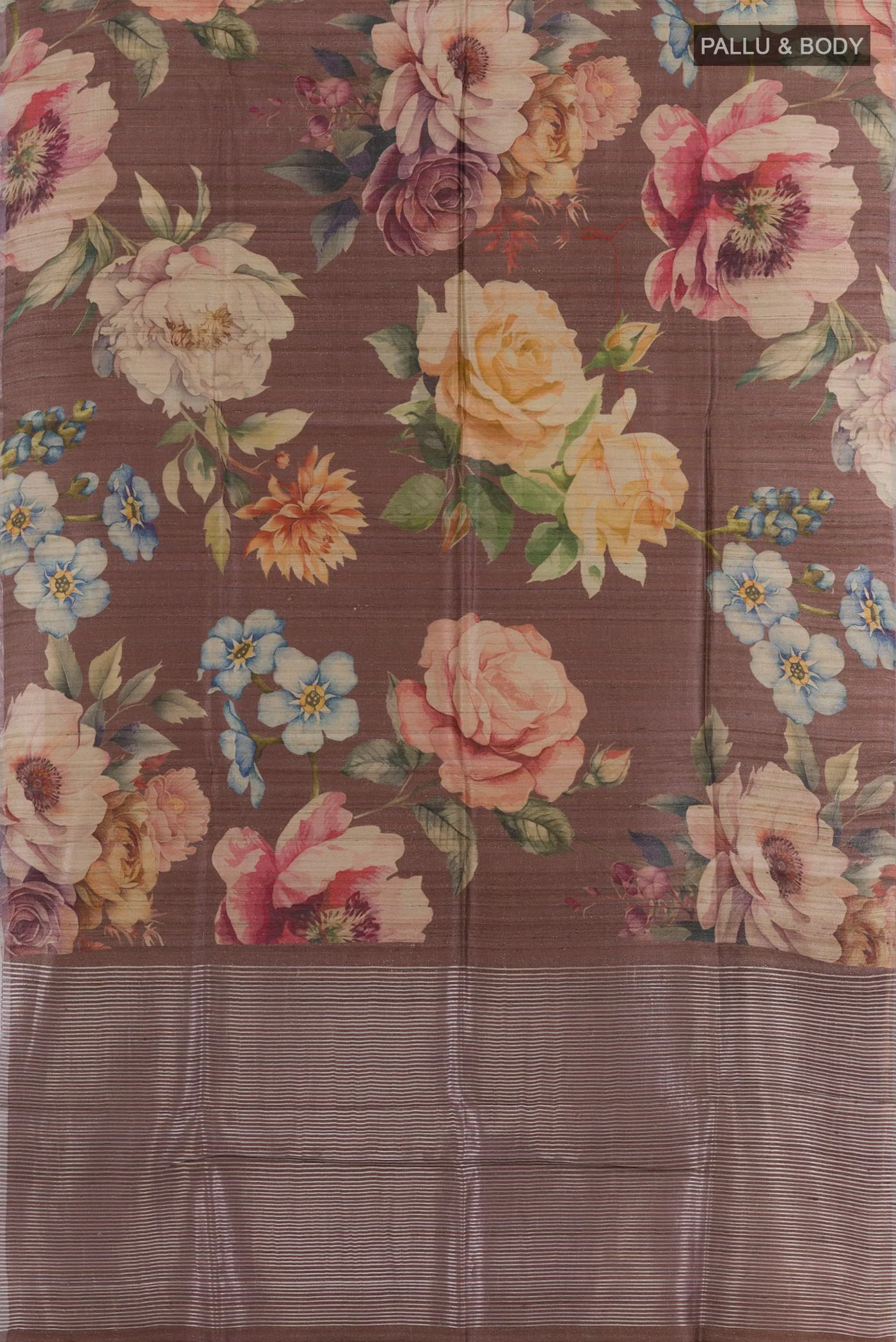 Brown Tussar Silk Saree - Image 3