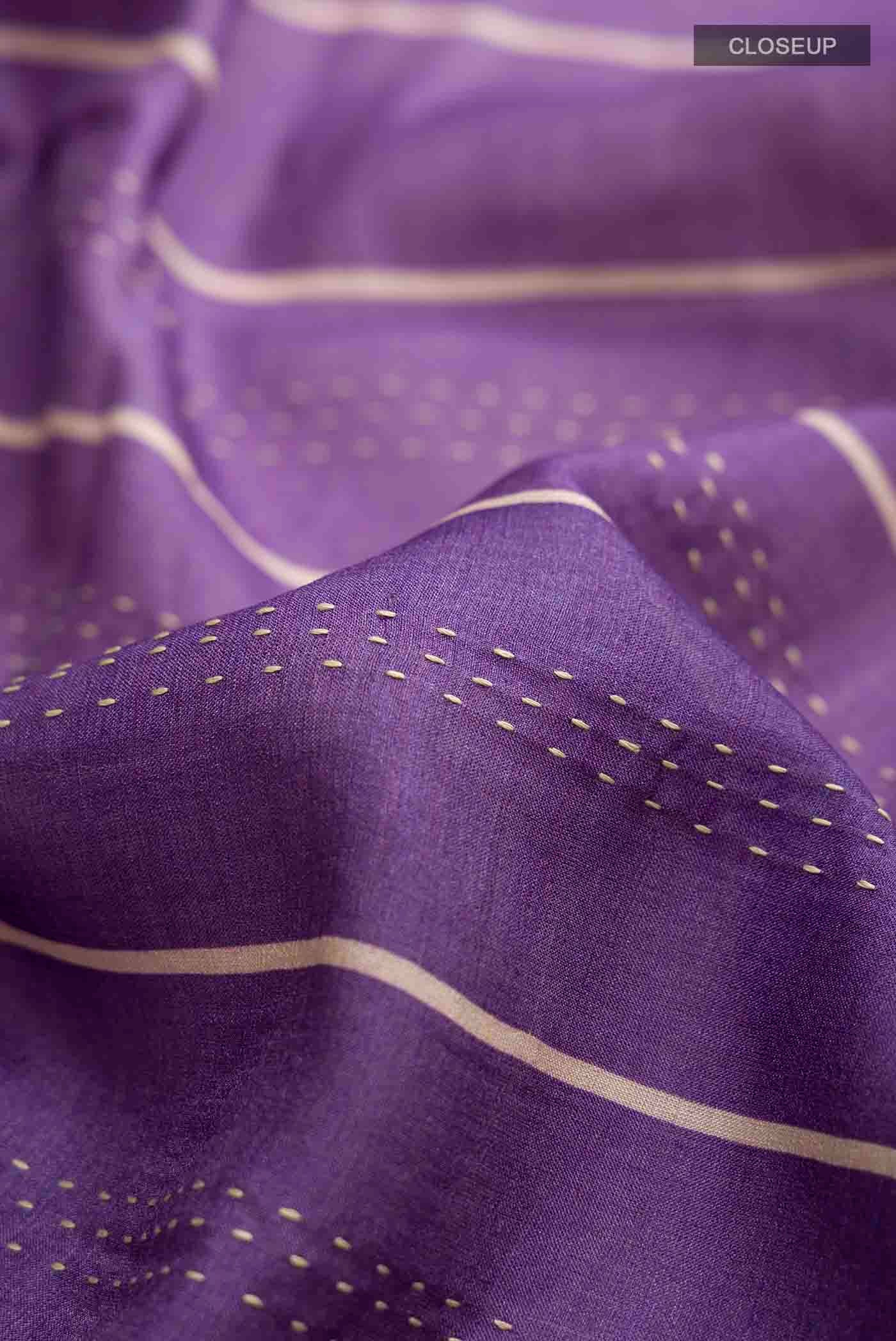 Lavender Tussar Silk Saree - Image 2
