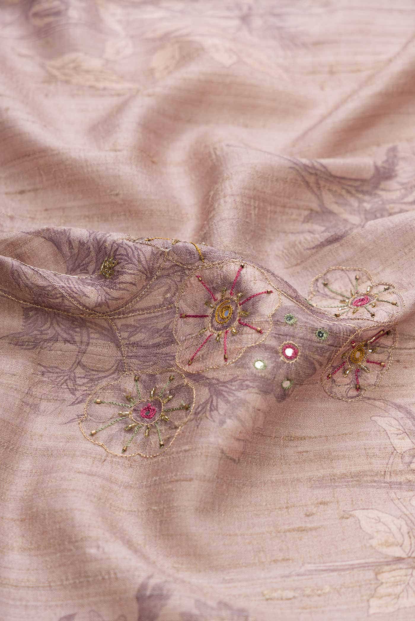Lavender Tussar Silk Saree - Image 3