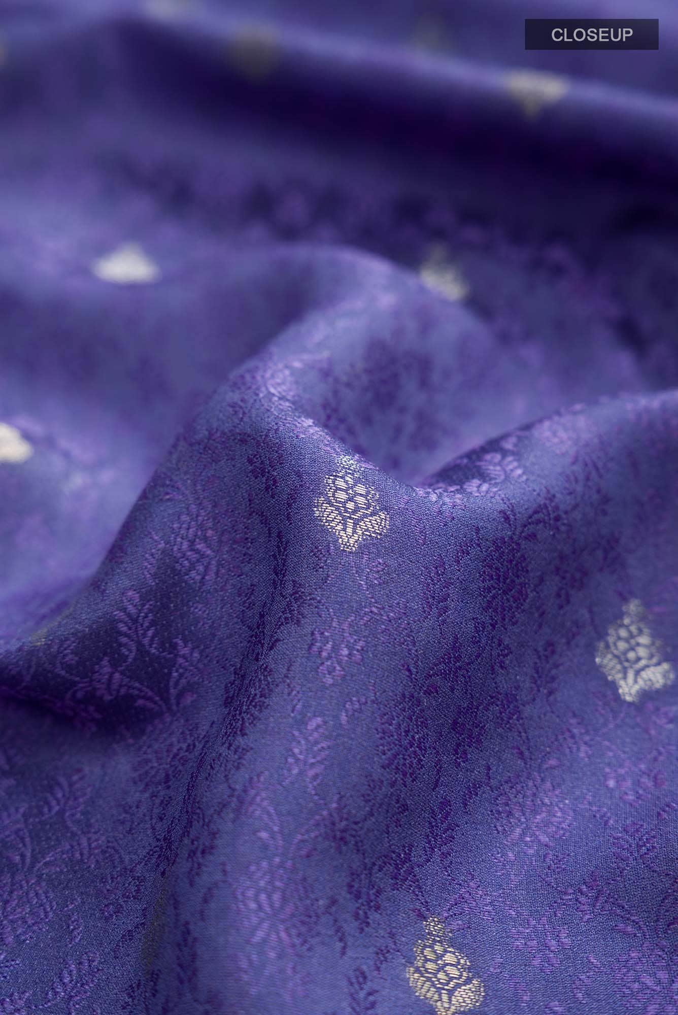 Lavender Tussar Silk Saree - Image 2