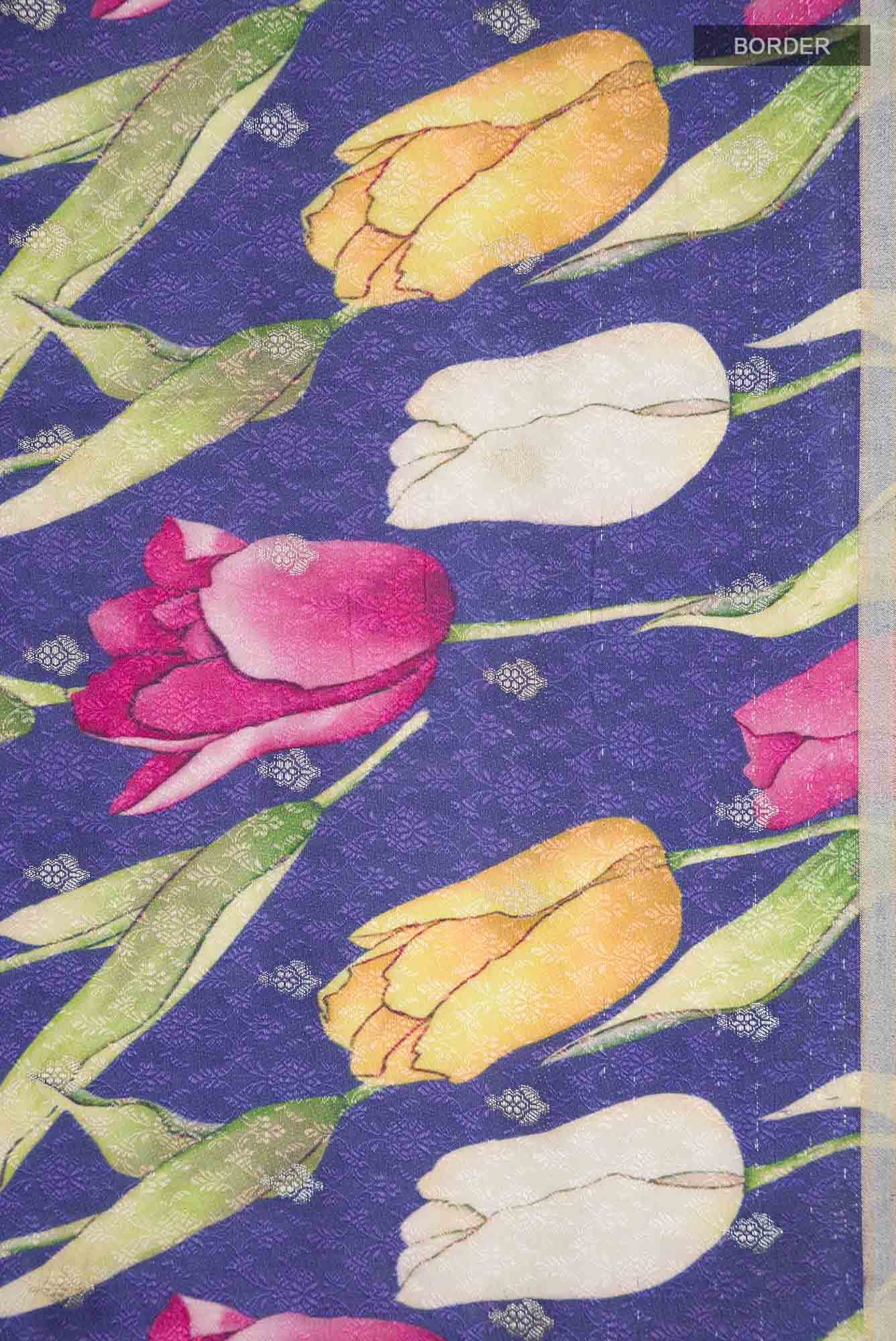 Lavender Tussar Silk Saree - Image 4