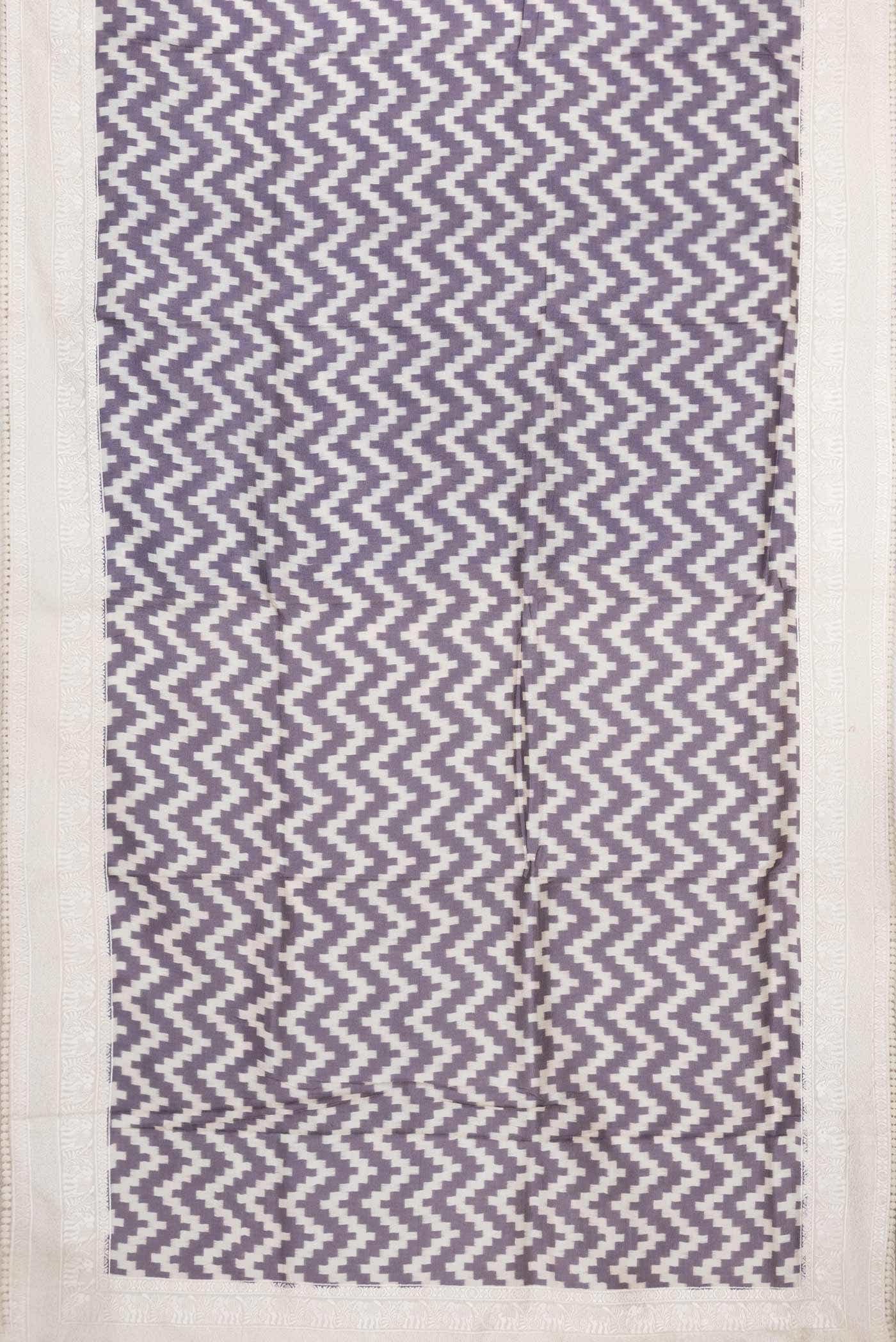 Lavender Tussar Silk Saree - Image 4