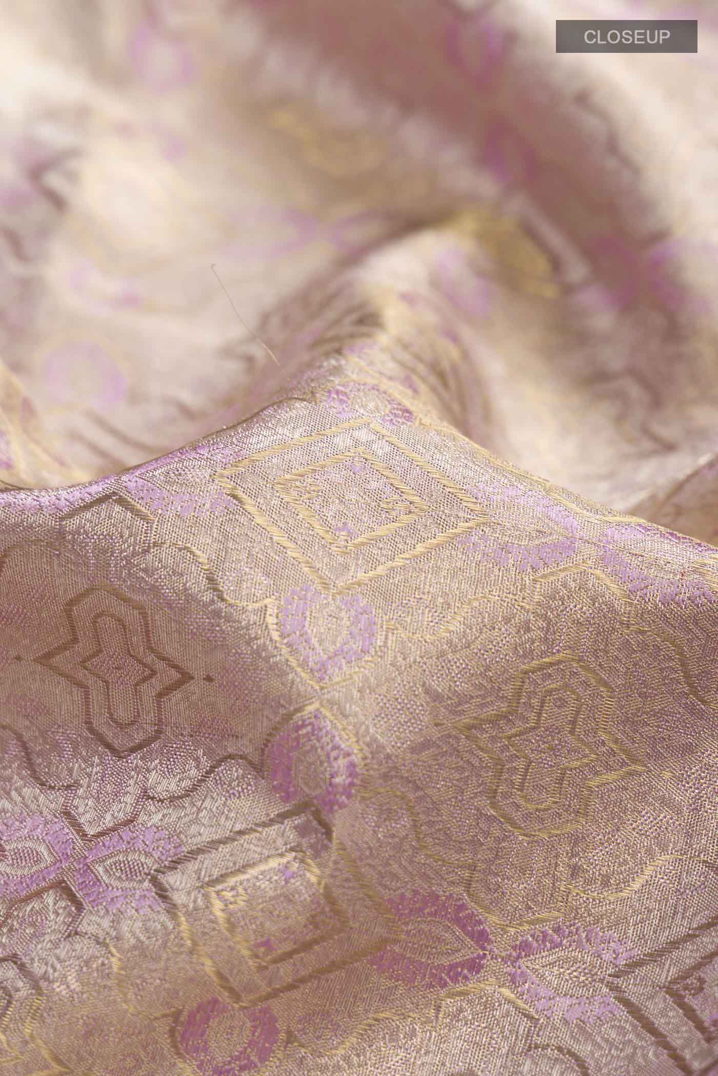 Lavender with Gold Color Kanjivaram Tissue Silk Saree - Image 2