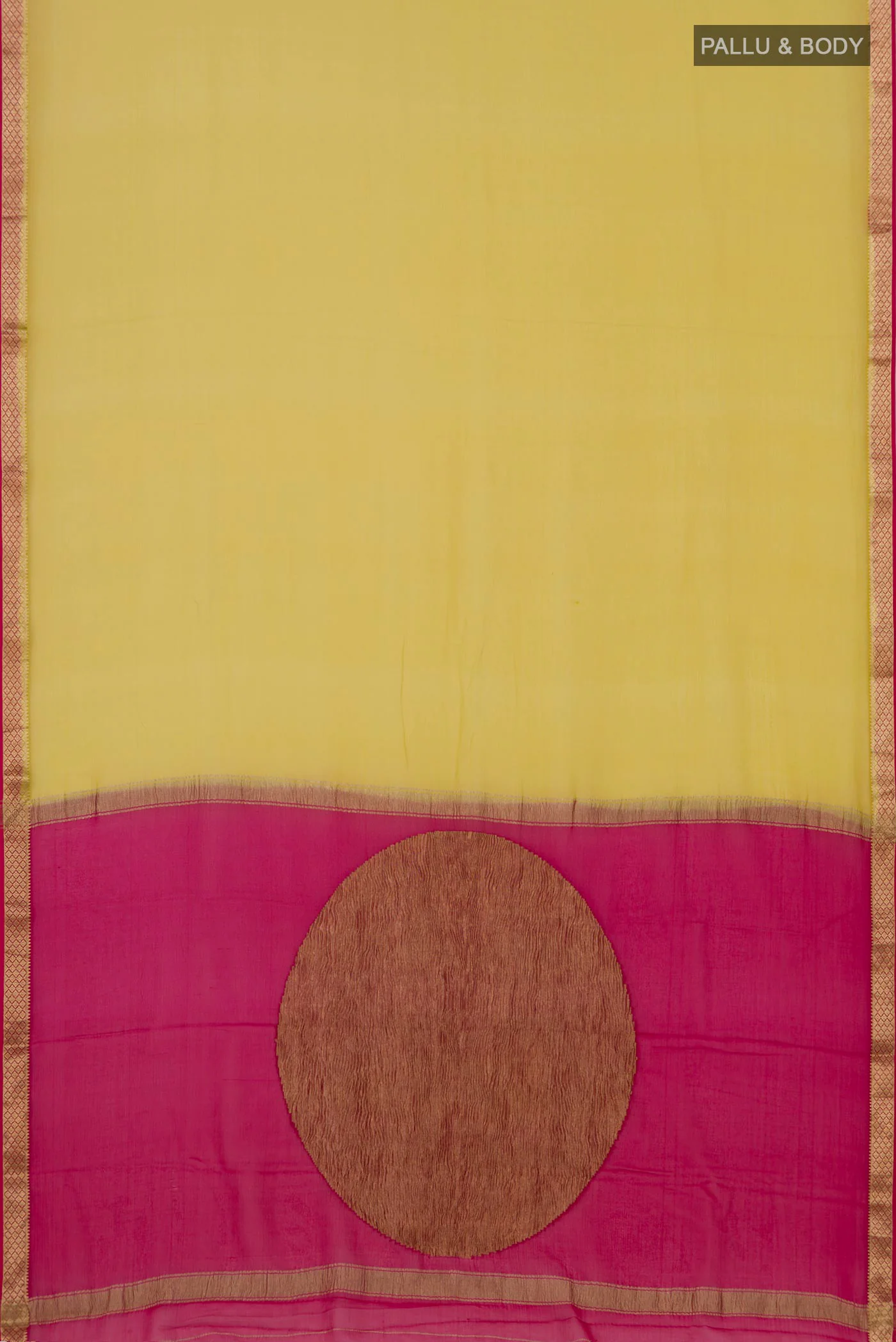 Lemon Yellow Mysore Chiffon Saree - Image 5