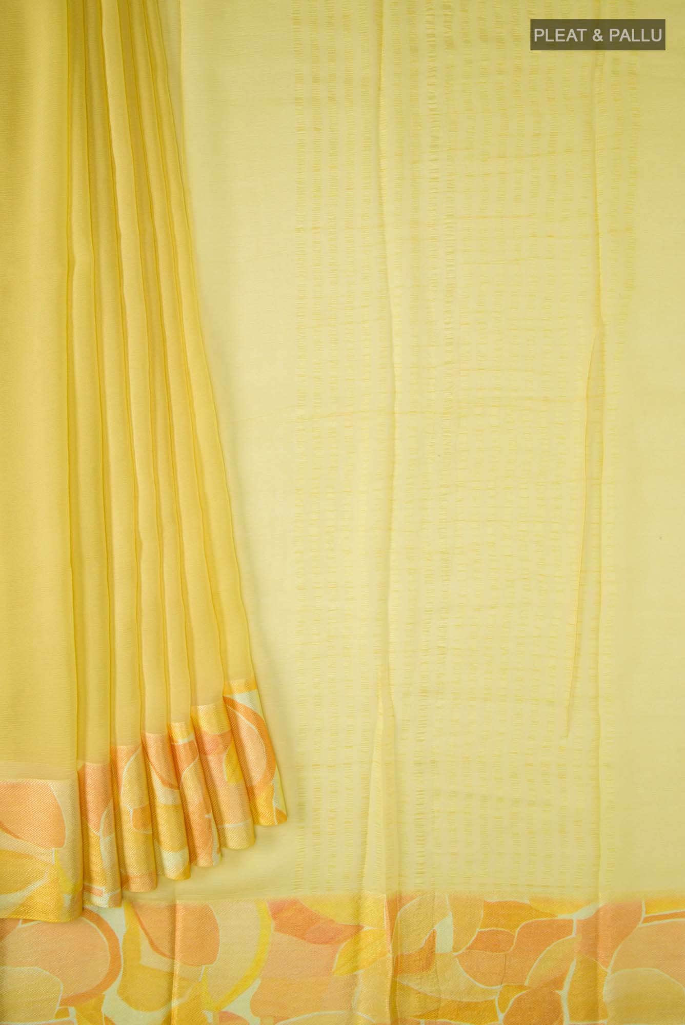Lemon Yellow Chiffon Saree - Image 7
