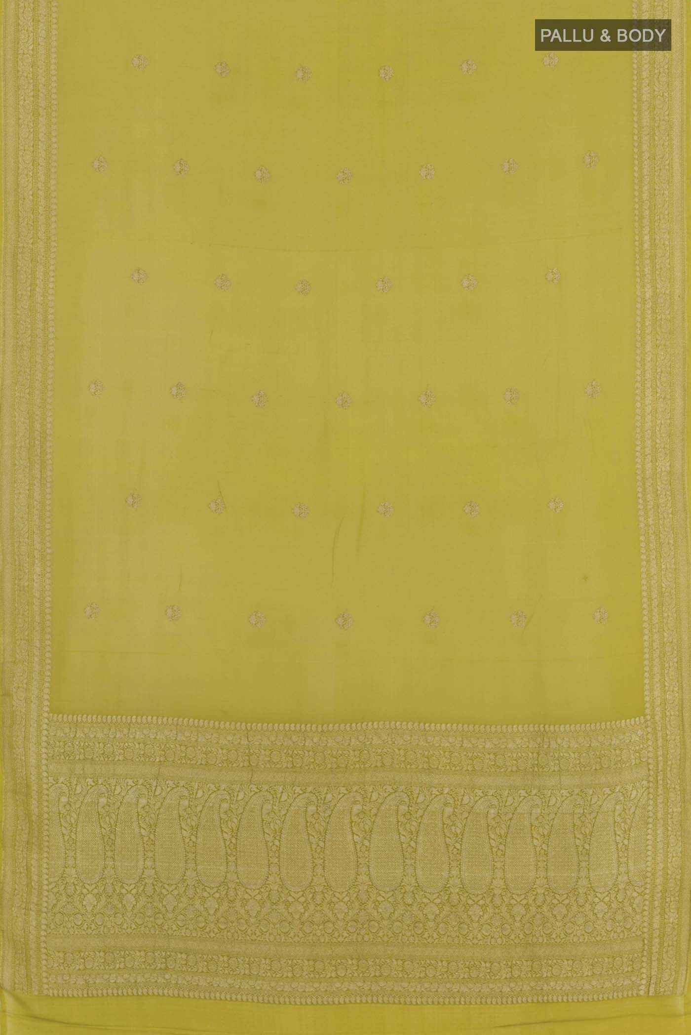 Acid Green Banarasi Georgette Saree - Image 3