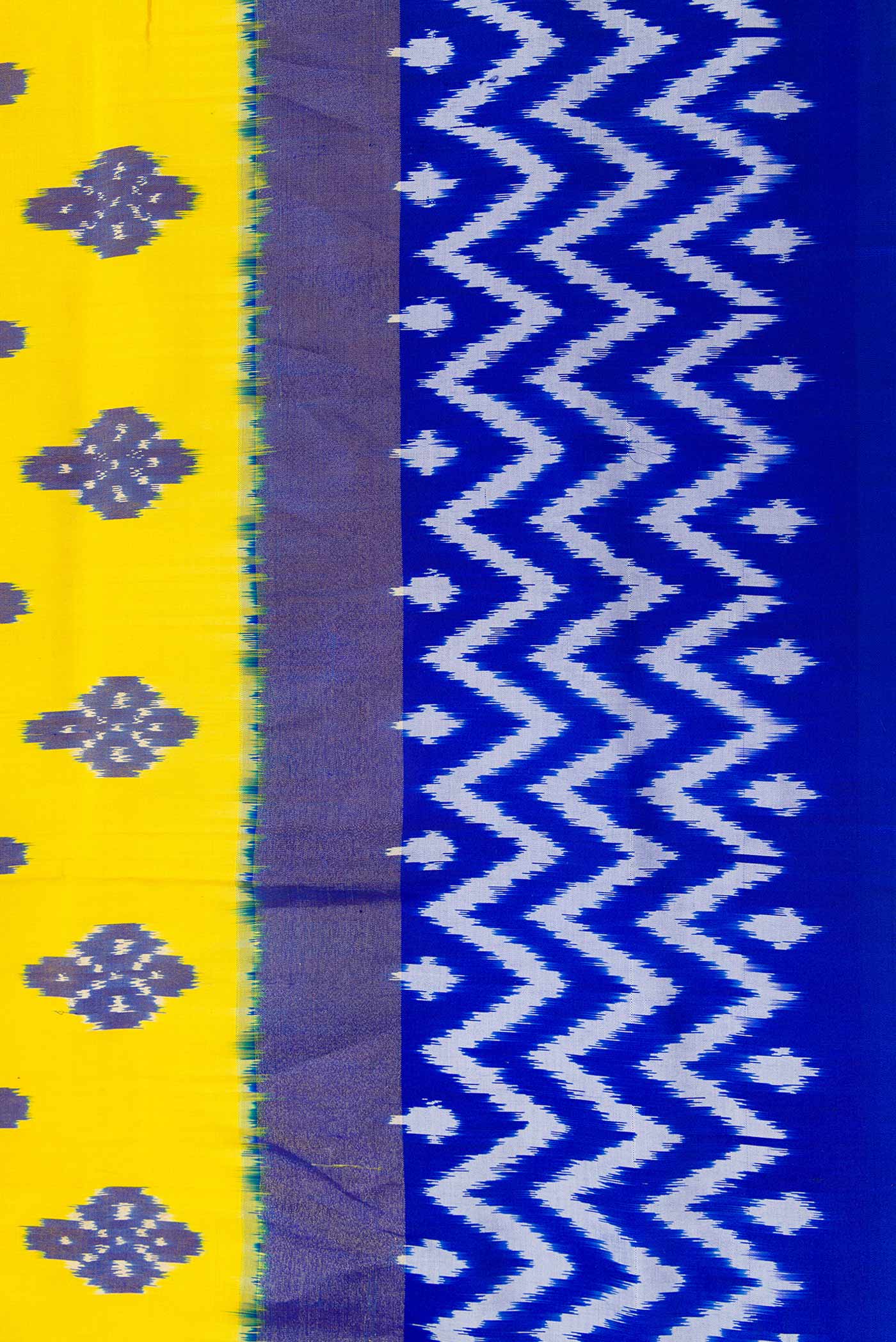 Lemon Yellow Pochampally Silk Saree - Image 3
