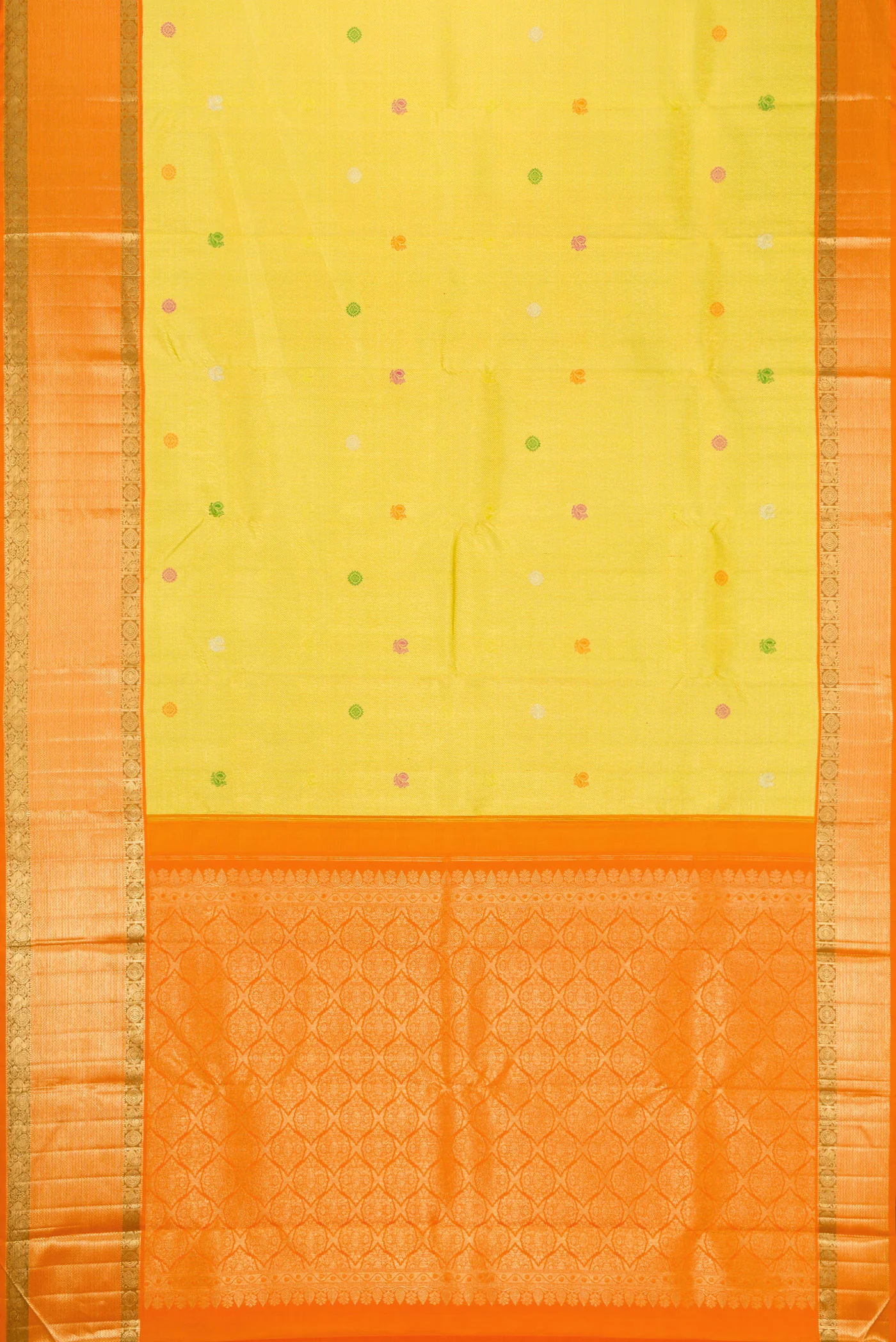 Lemon Yellow Kanchipuram Silk Saree - Image 6