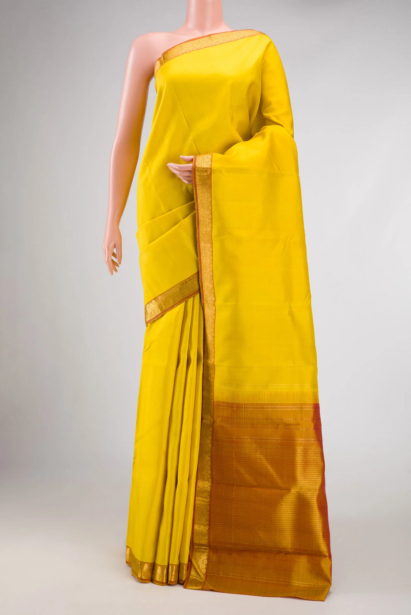 Lemon Yellow Kanjivaram Silk Saree