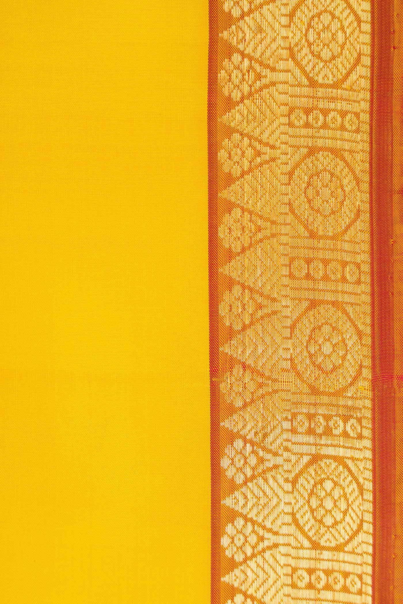 Lemon Yellow Kanjivaram Silk Saree - Image 3