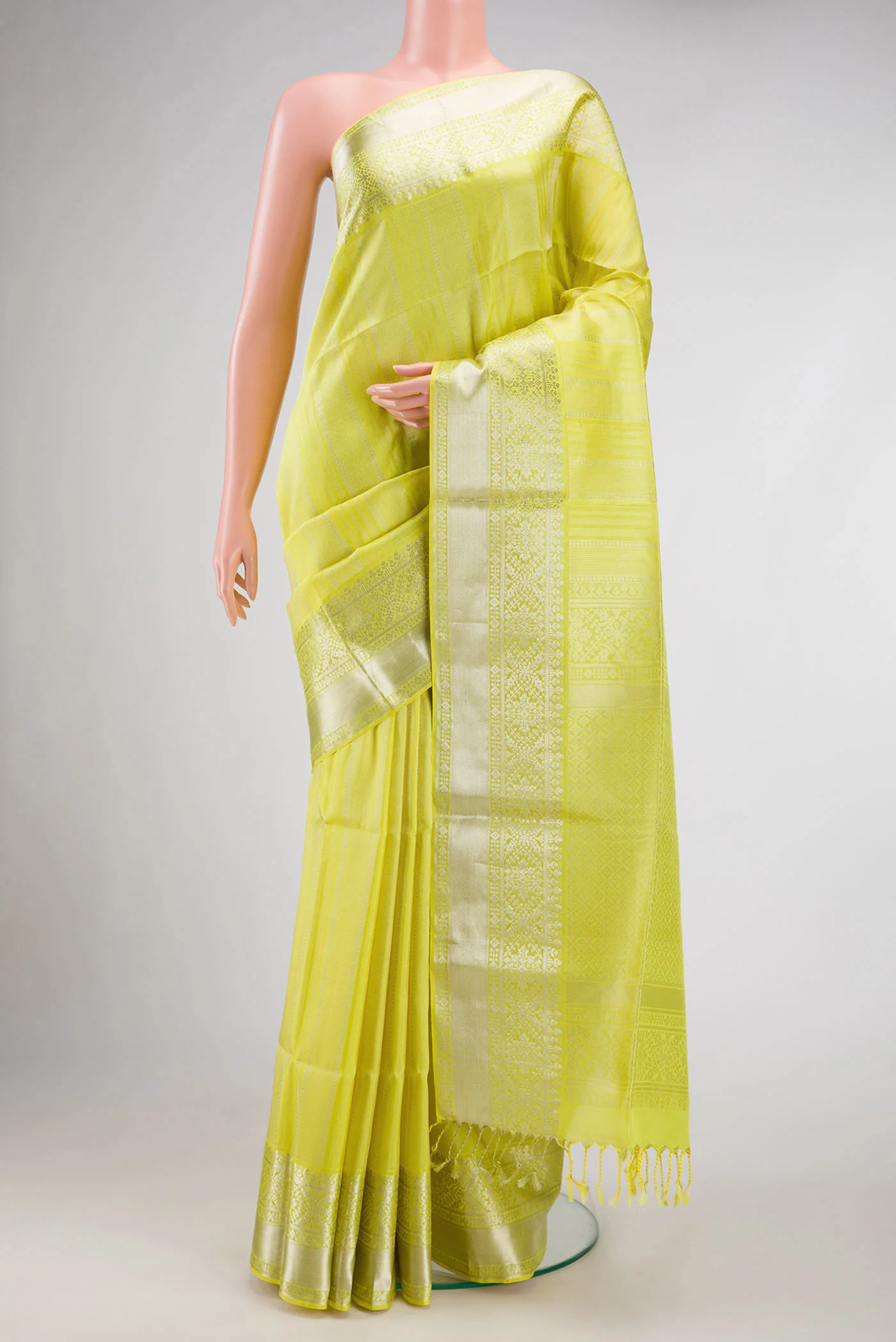 Lemon Yellow Soft Silk Saree