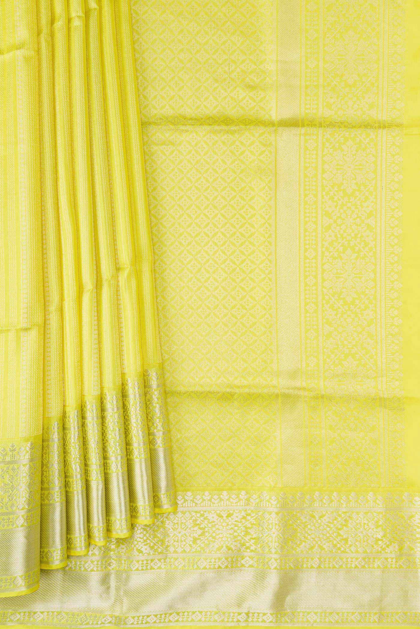 Lemon Yellow Soft Silk Saree - Image 4