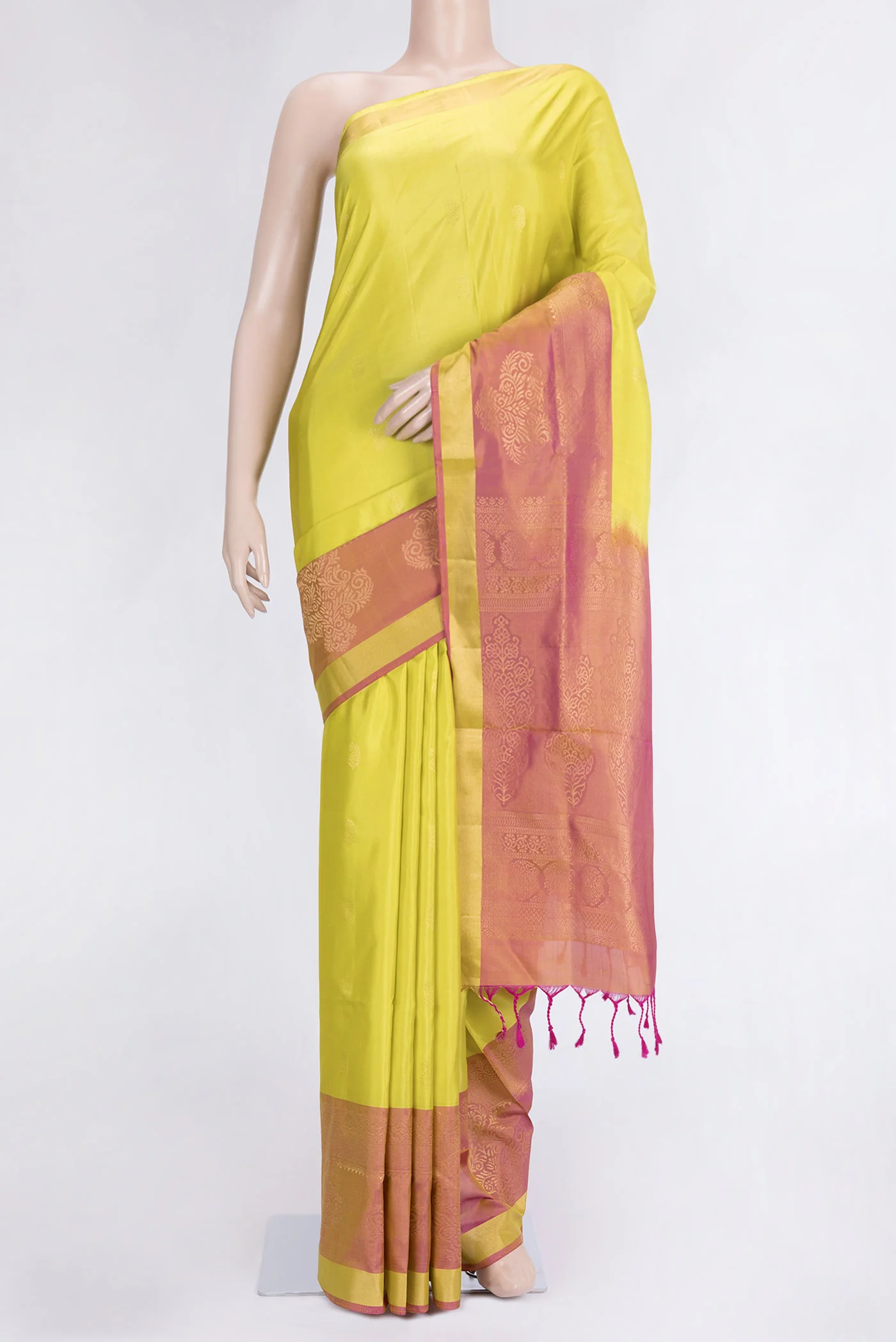 Lemon Yellow Soft Silk Saree