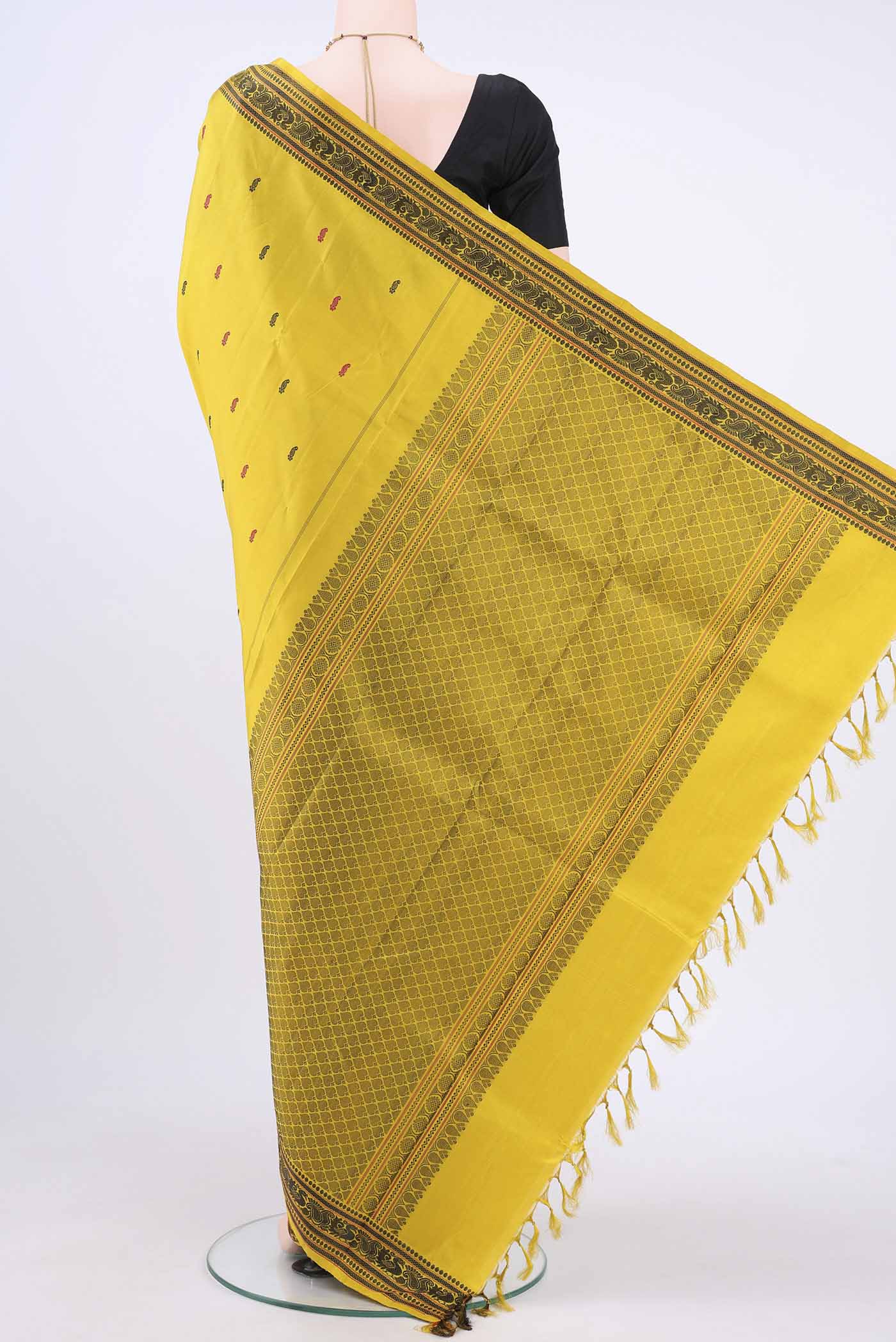 Lemon Yellow Kanchipuram Saree - Image 3
