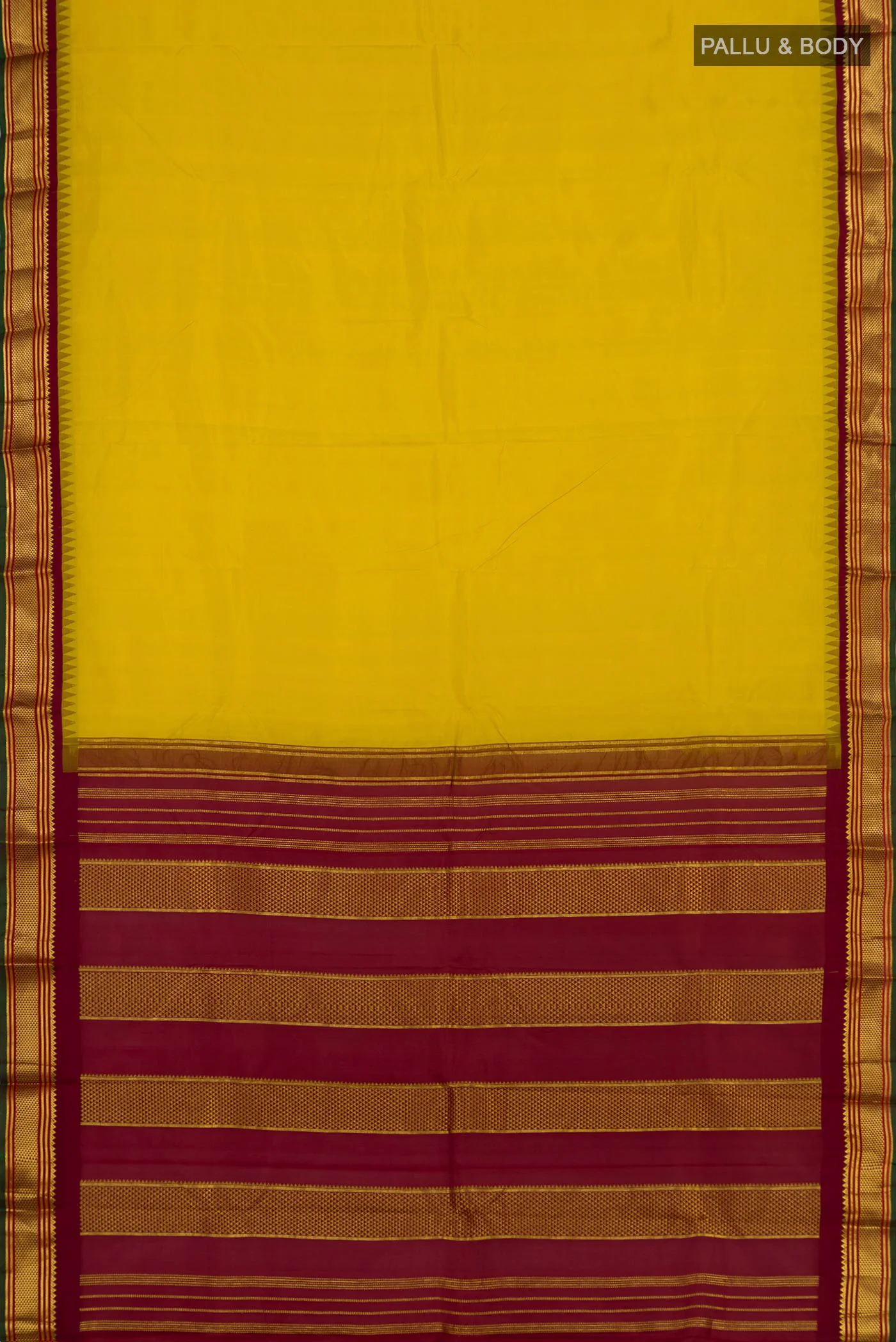 Lemon Yellow Kanjivaram Silk Saree - Image 5