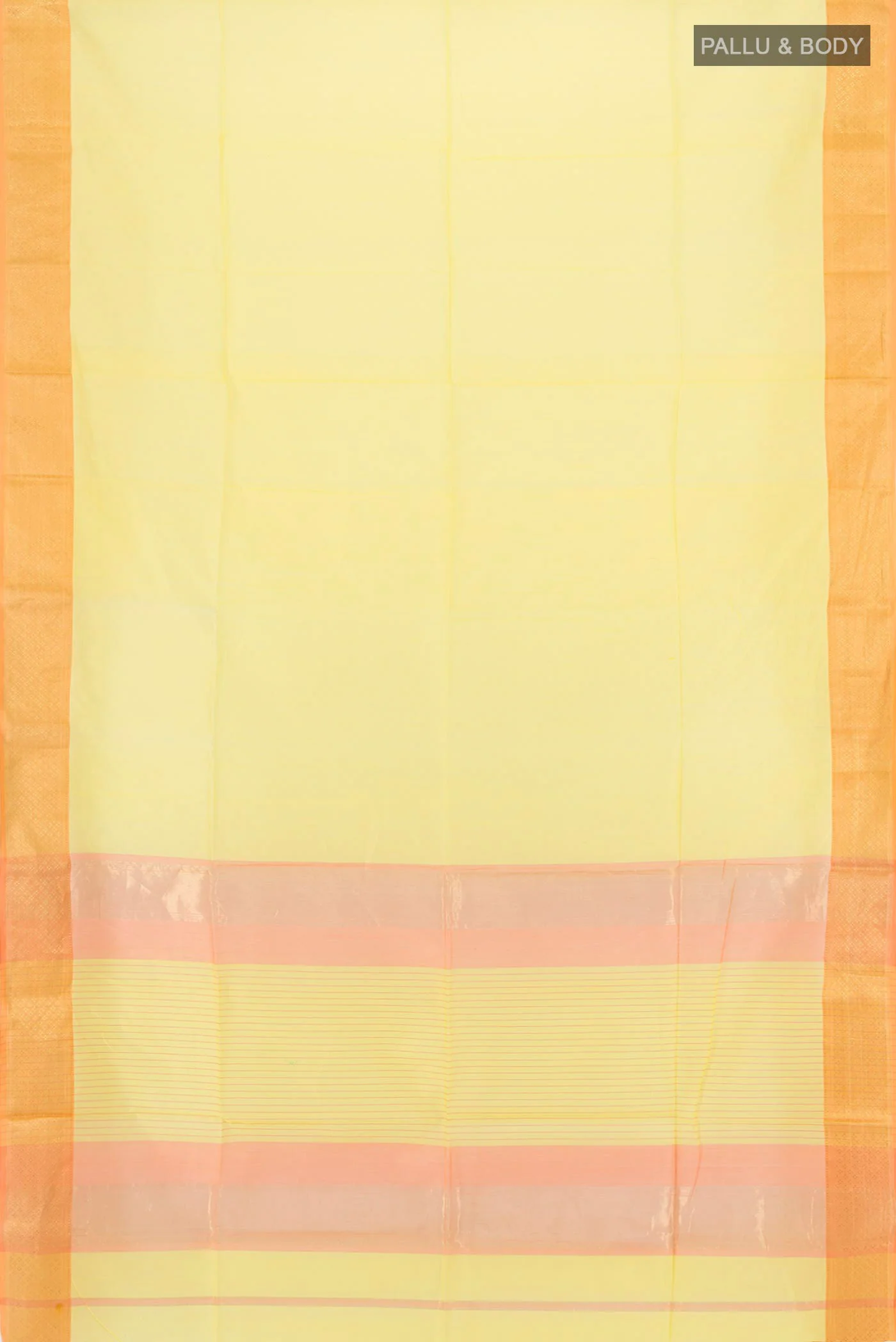 Lemon Yellow Maheshwari Silk Cotton Saree - Image 5