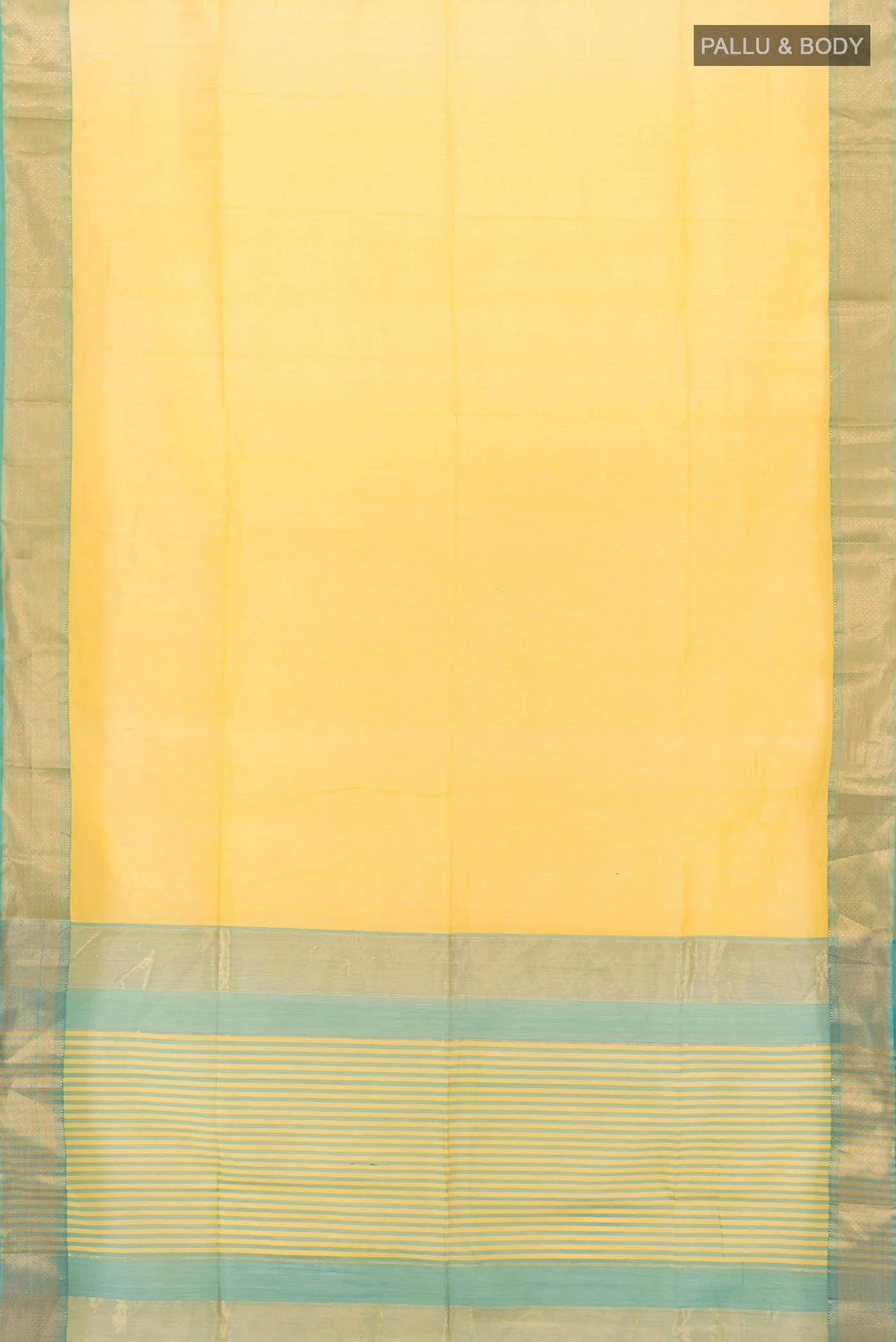 Lemon Yellow Maheshwari Silk Cotton Saree - Image 5